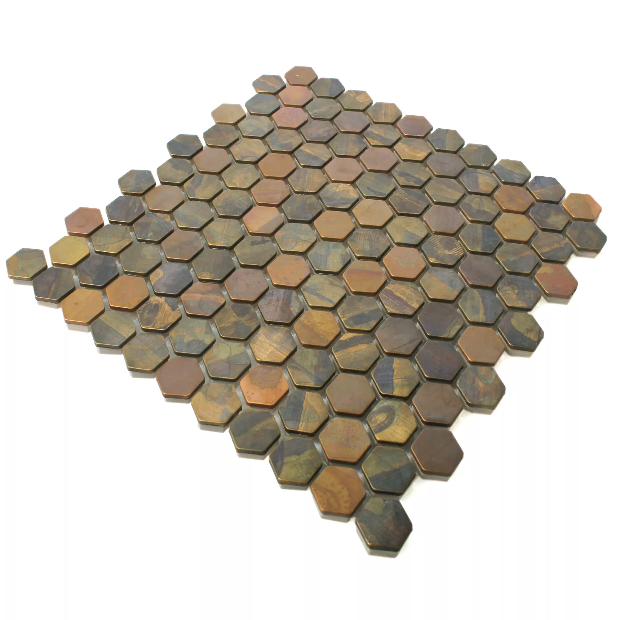 Mosaic Tiles Copper Merkur Hexagon Brown 24