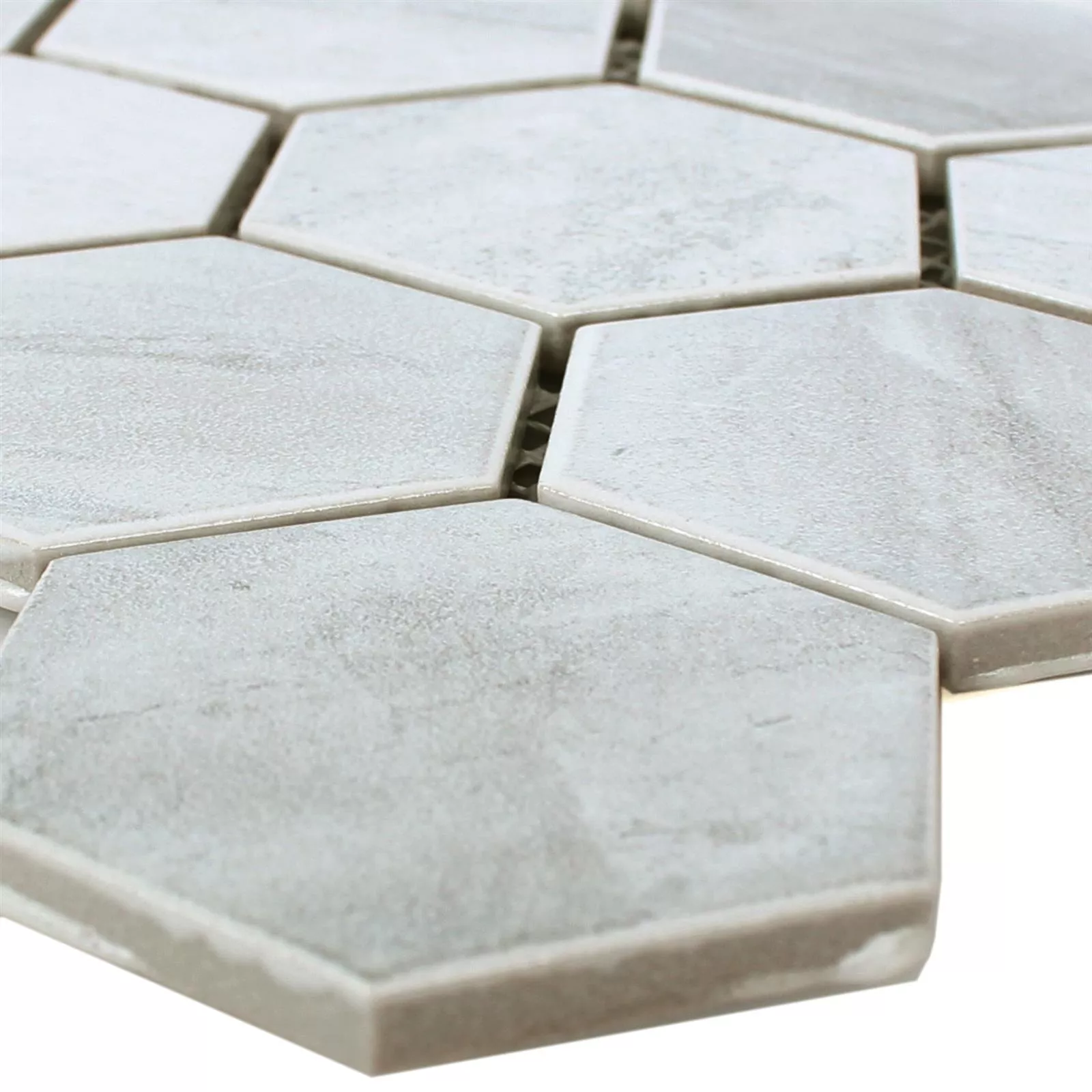 Ceramic Beton Optic Mosaic Tiles Shepherd Hexagon Grey