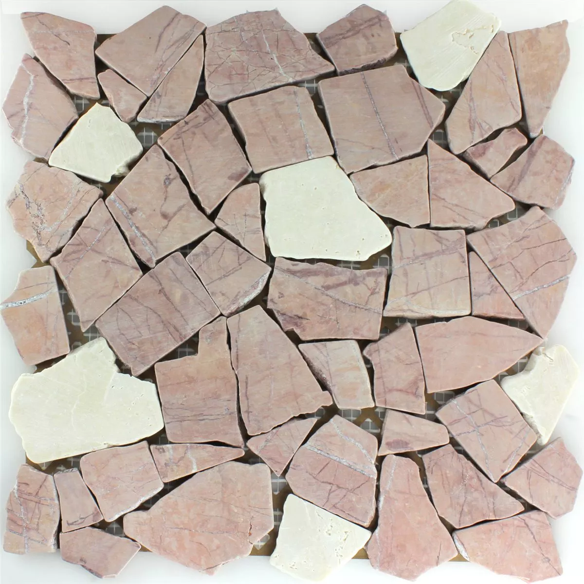 Mosaic Tiles Broken Marble Rosso Verona Cream