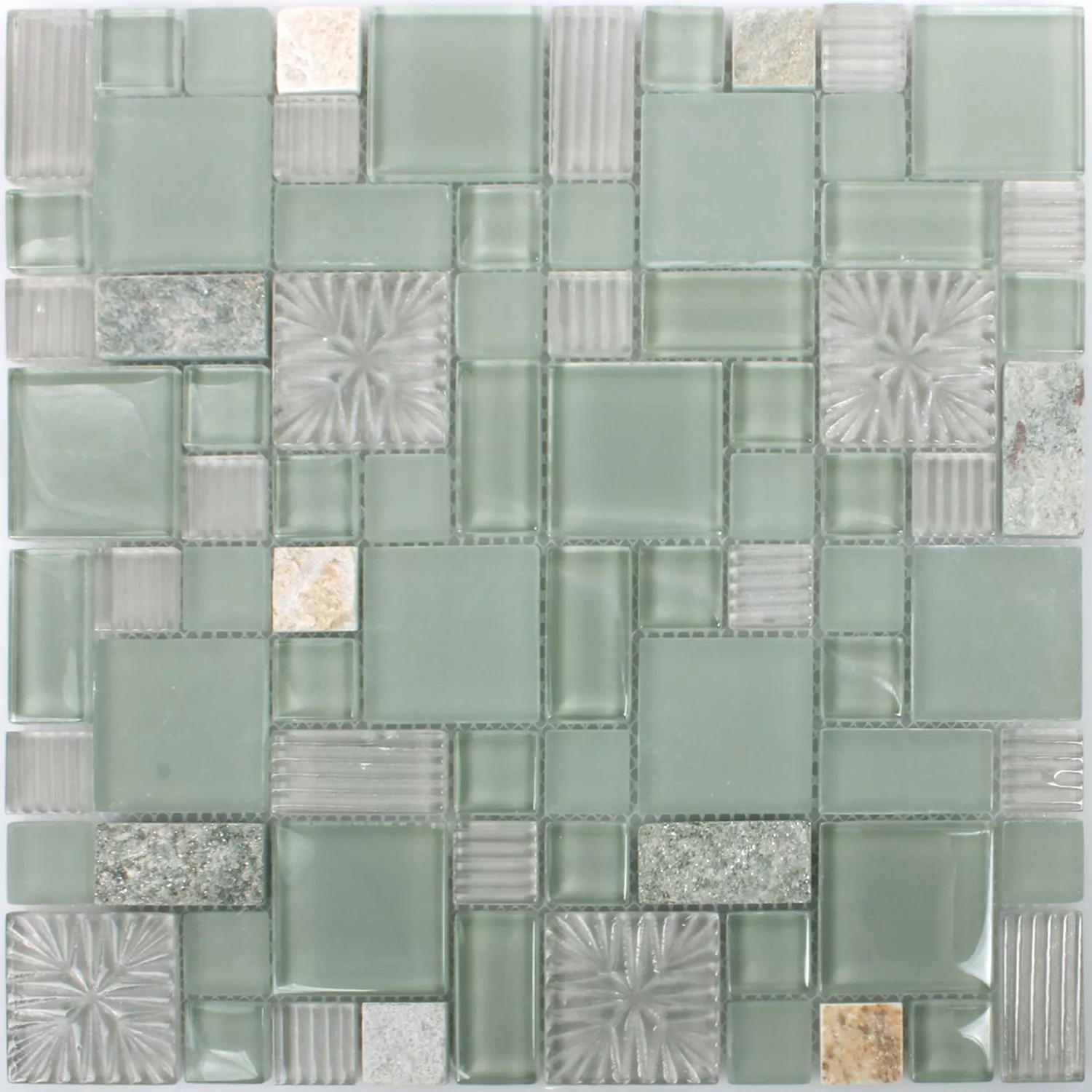Mosaic Tiles Norderney Glass Natural Stone Grey
