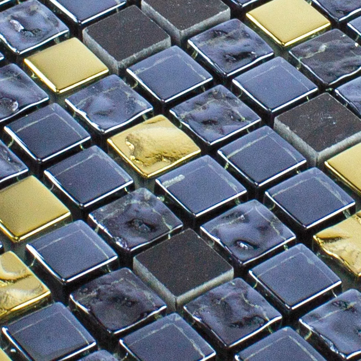 Sample Glass Natural Stone Mosaic Tile Cooktown Black Gold