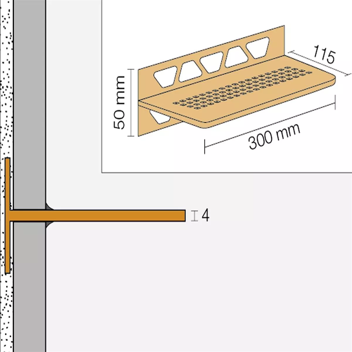 Shower shelf wall shelf Schlüter Rectangle 30x11.5cm Wave Anthracite