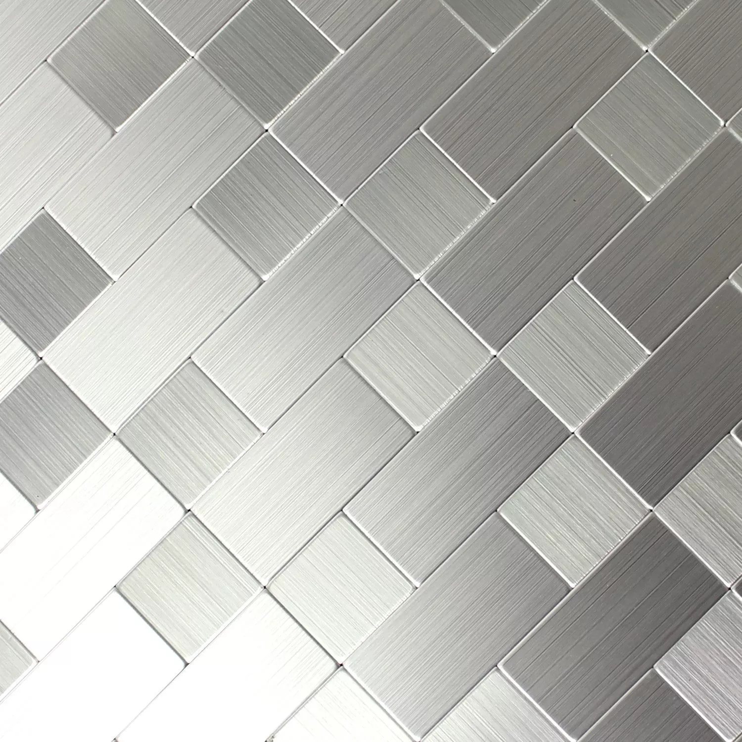 Self Adhesive Metal Mosaic Tiles Silver Mix