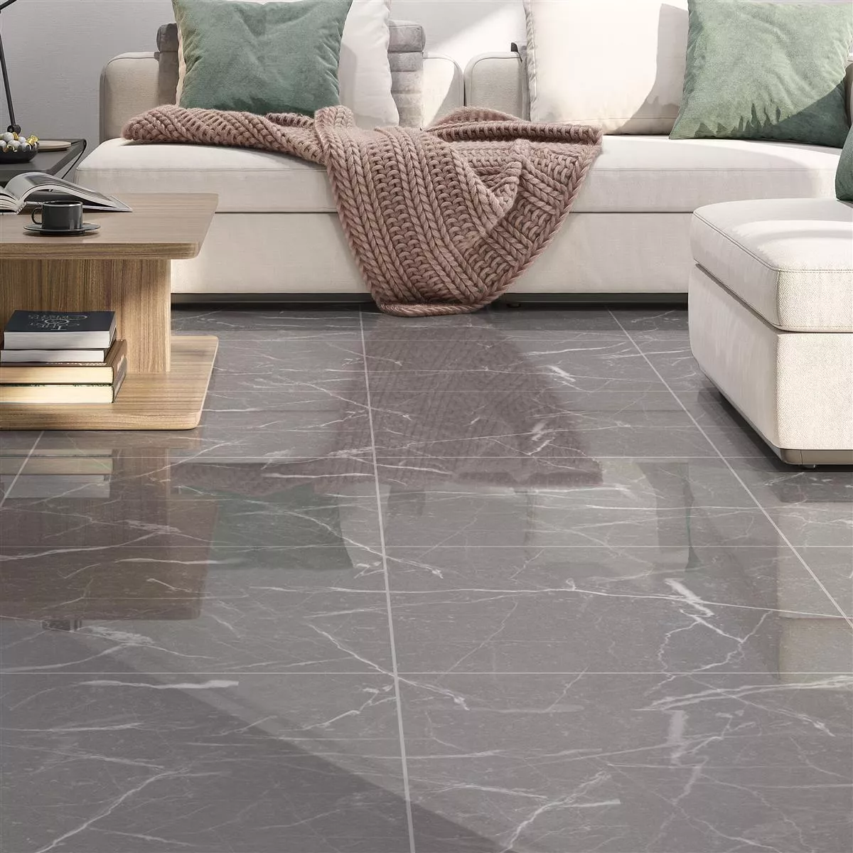 Sample Floor Tiles Santana Marble Optic Polished Grey 60x60cm