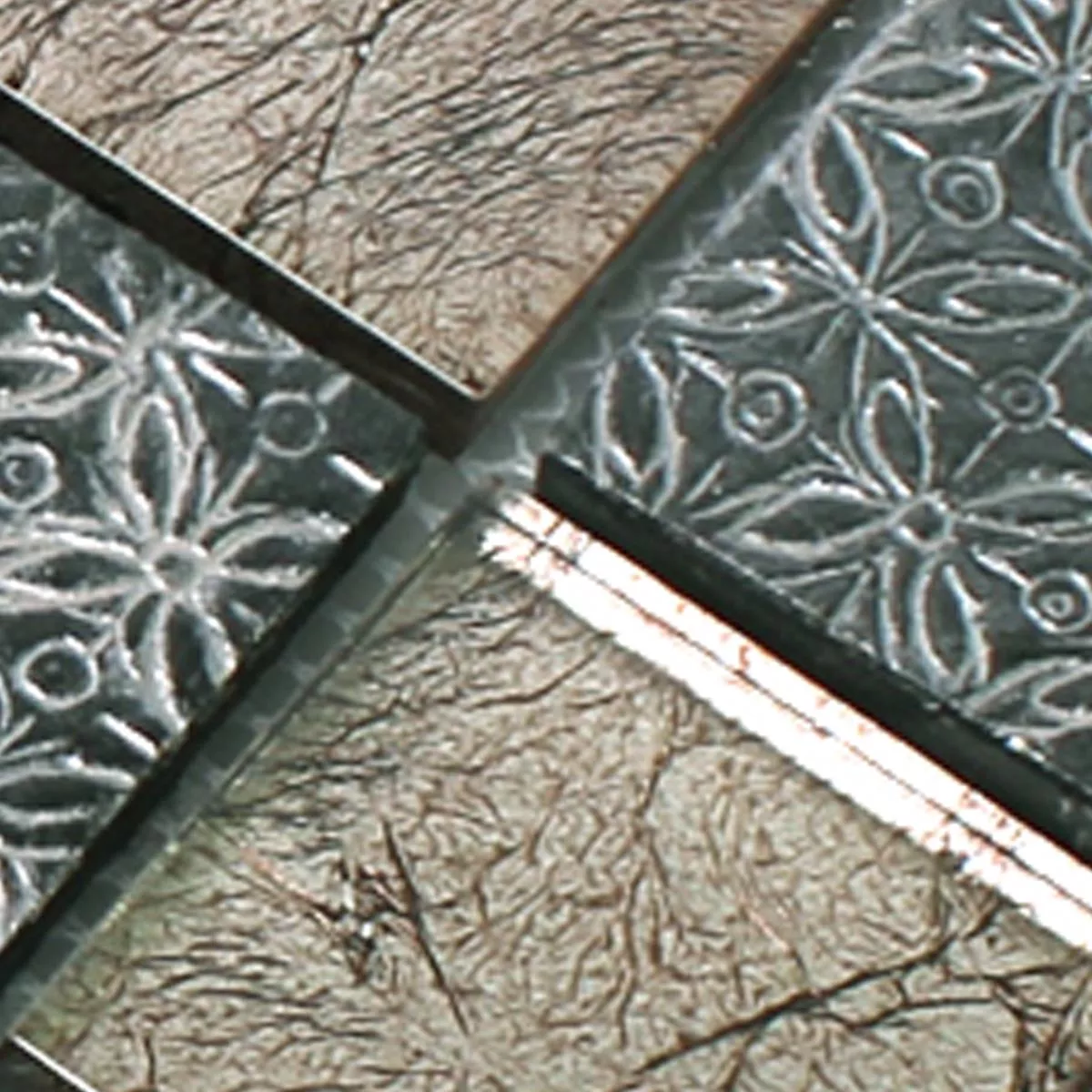 Sample Mosaic Tiles Glass Natural Stone Resin Friesia Silver