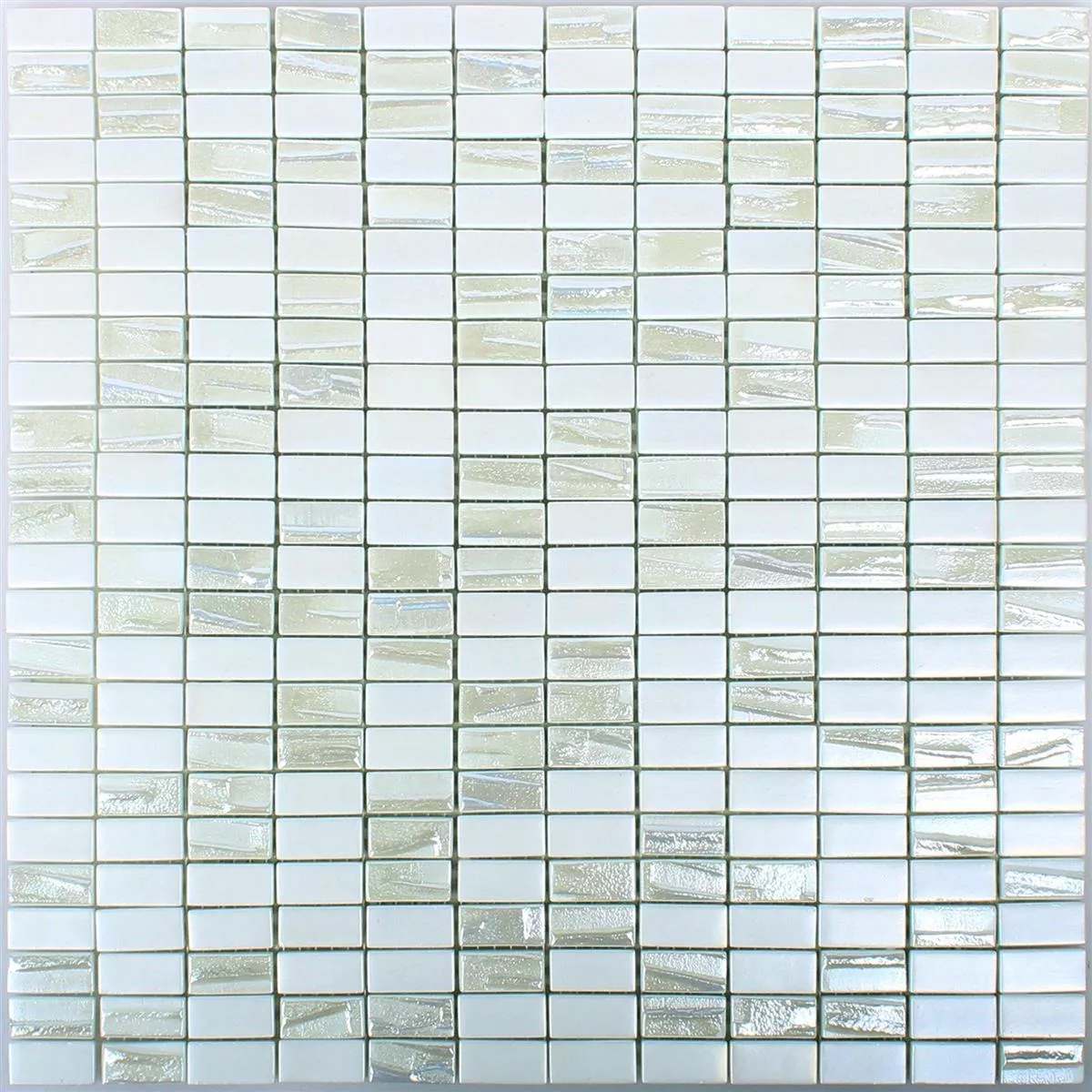 Sample Glass Mosaic Tiles Presley White Metallic Sticks