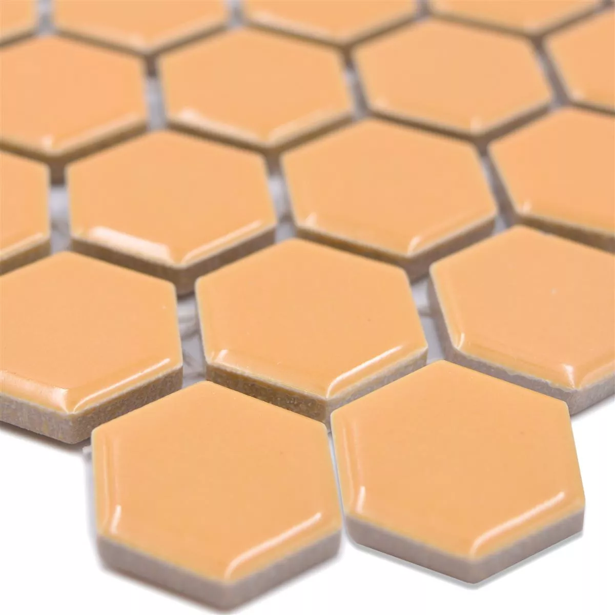 Ceramic Mosaic Salomon Hexagon Ocher Orange H23 Ceramic Mosaic Salomon Hexagon Ocher Orange H23