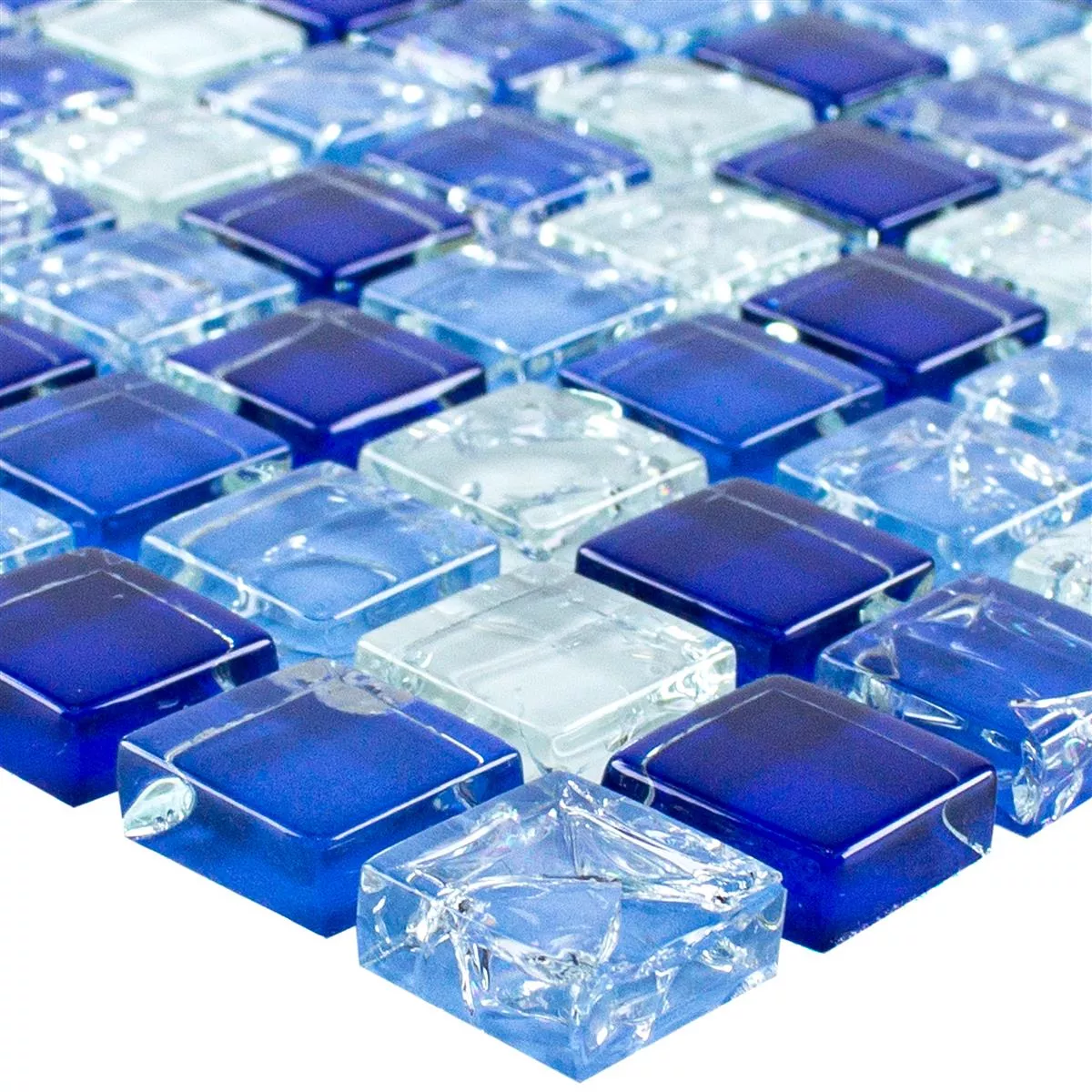 Sample Glass Mosaic Tiles Overland Blue Blanc