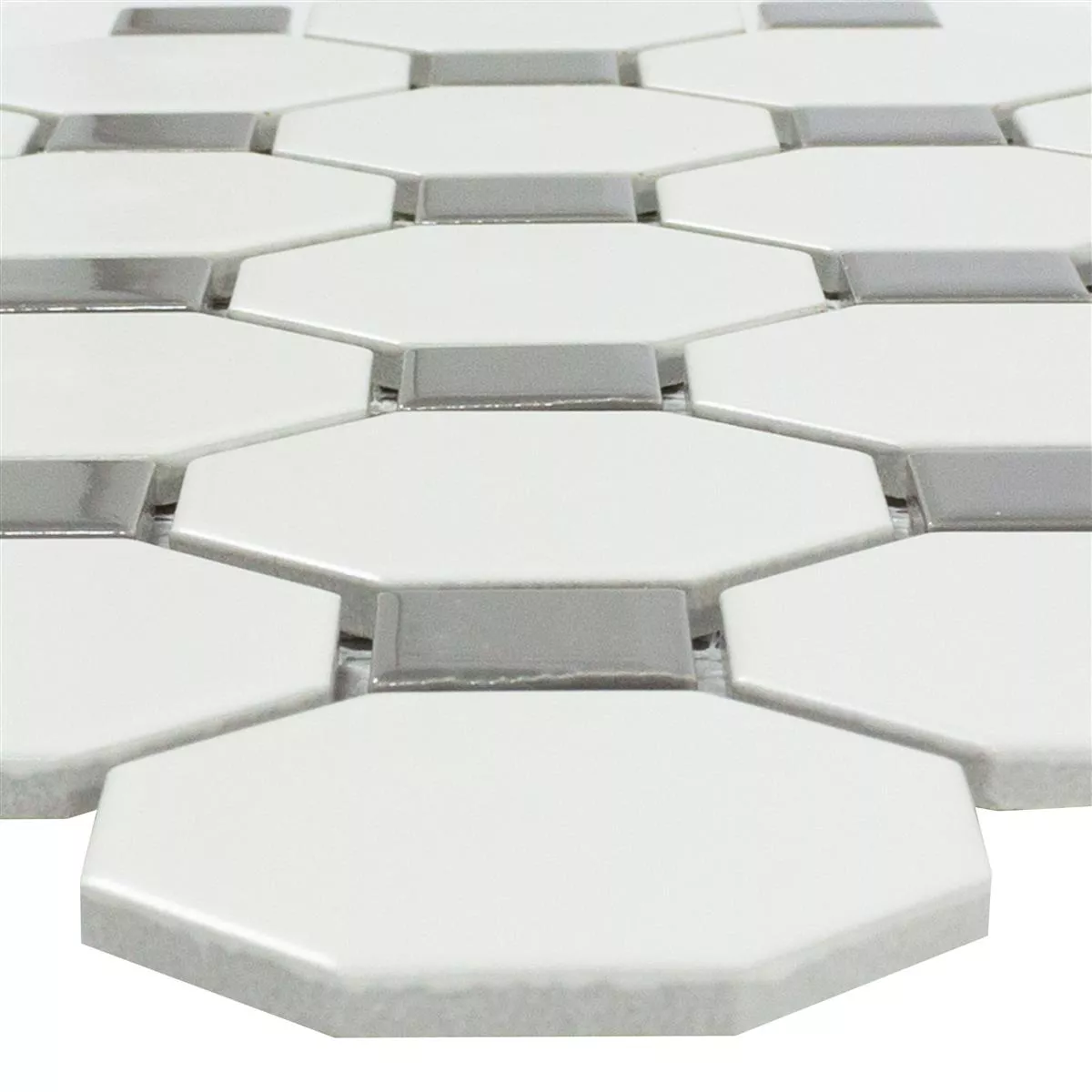 Mosaic Tiles Ceramic Octagon Navajo Blanc