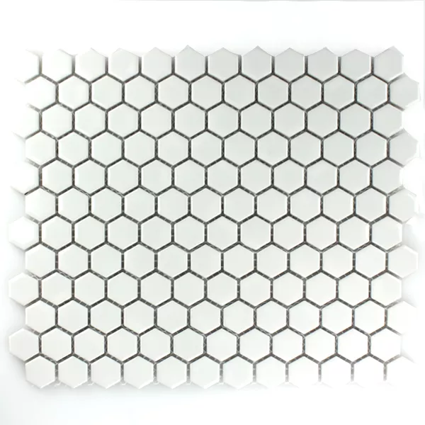 Sample Mosaic Tiles Ceramic Hexagon White Mat H23