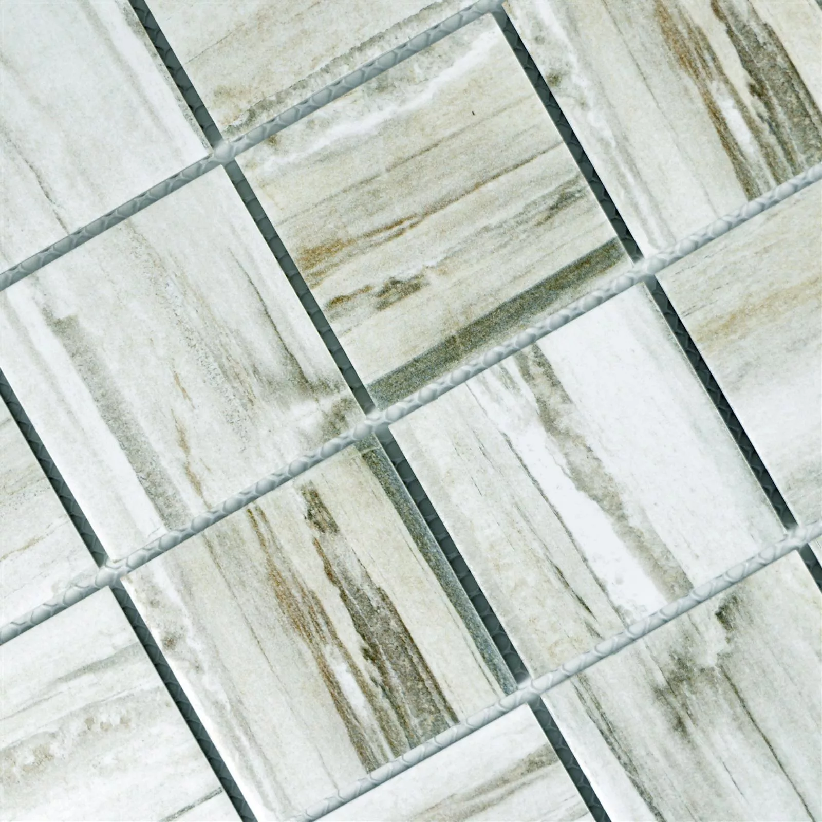 Ceramic Wood Optic Mosaic Tiles Norfolk White Square