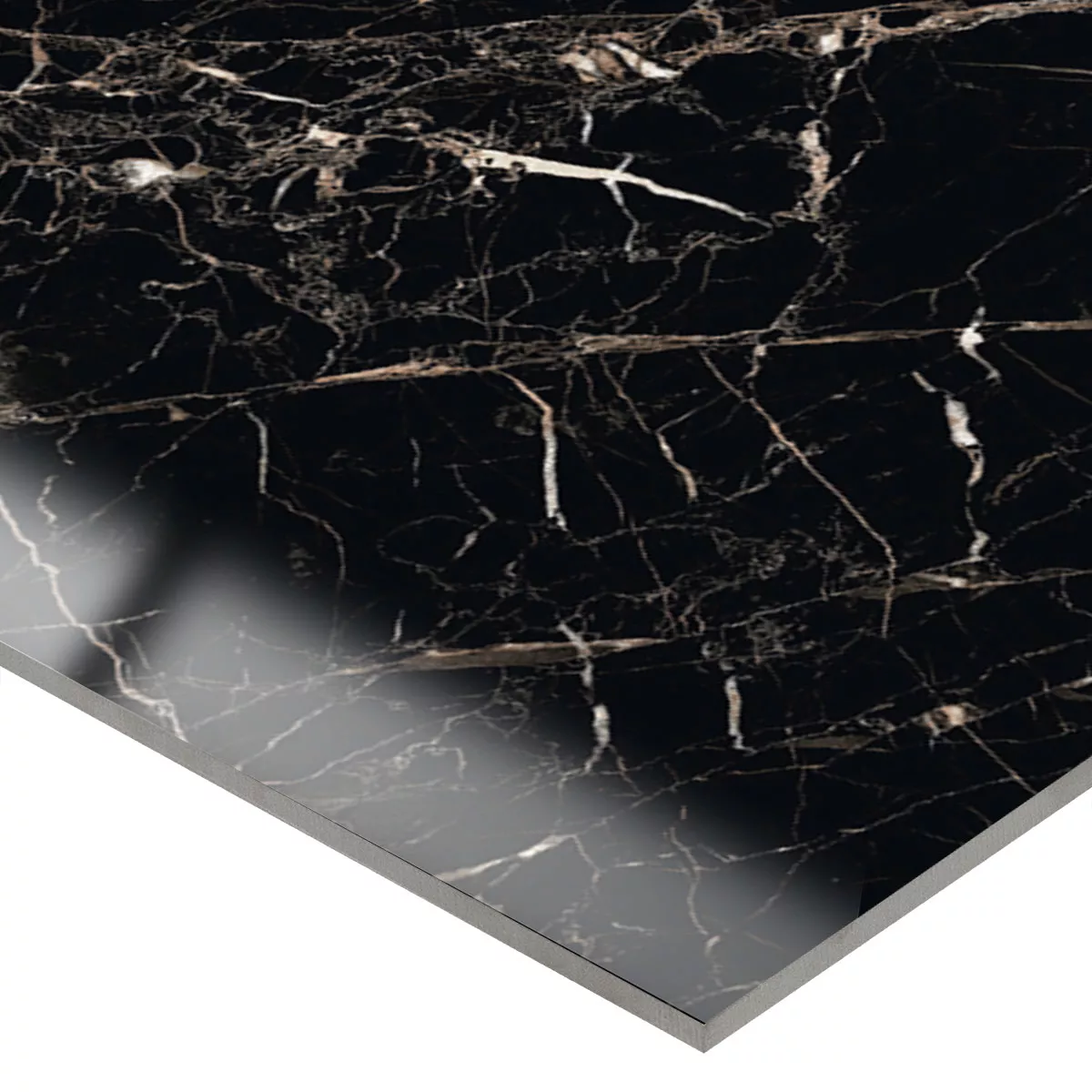 Floor Tiles Trento Marble Optic Black Gold Polished Glossy 60x60cm