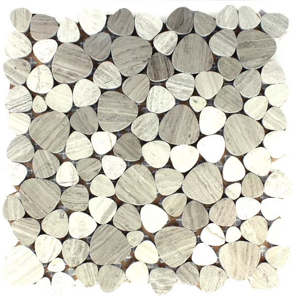 Mosaic Tiles Marble Pebble Grey Polished