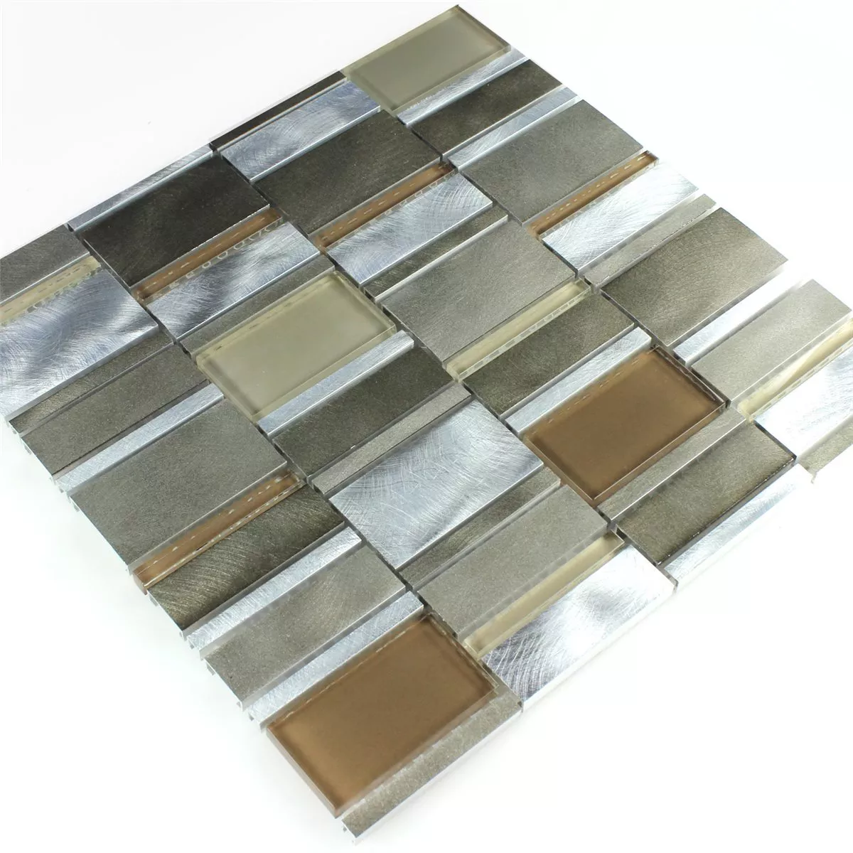 Sample Mosaic Tiles Alu Metal Glass Brown Beige