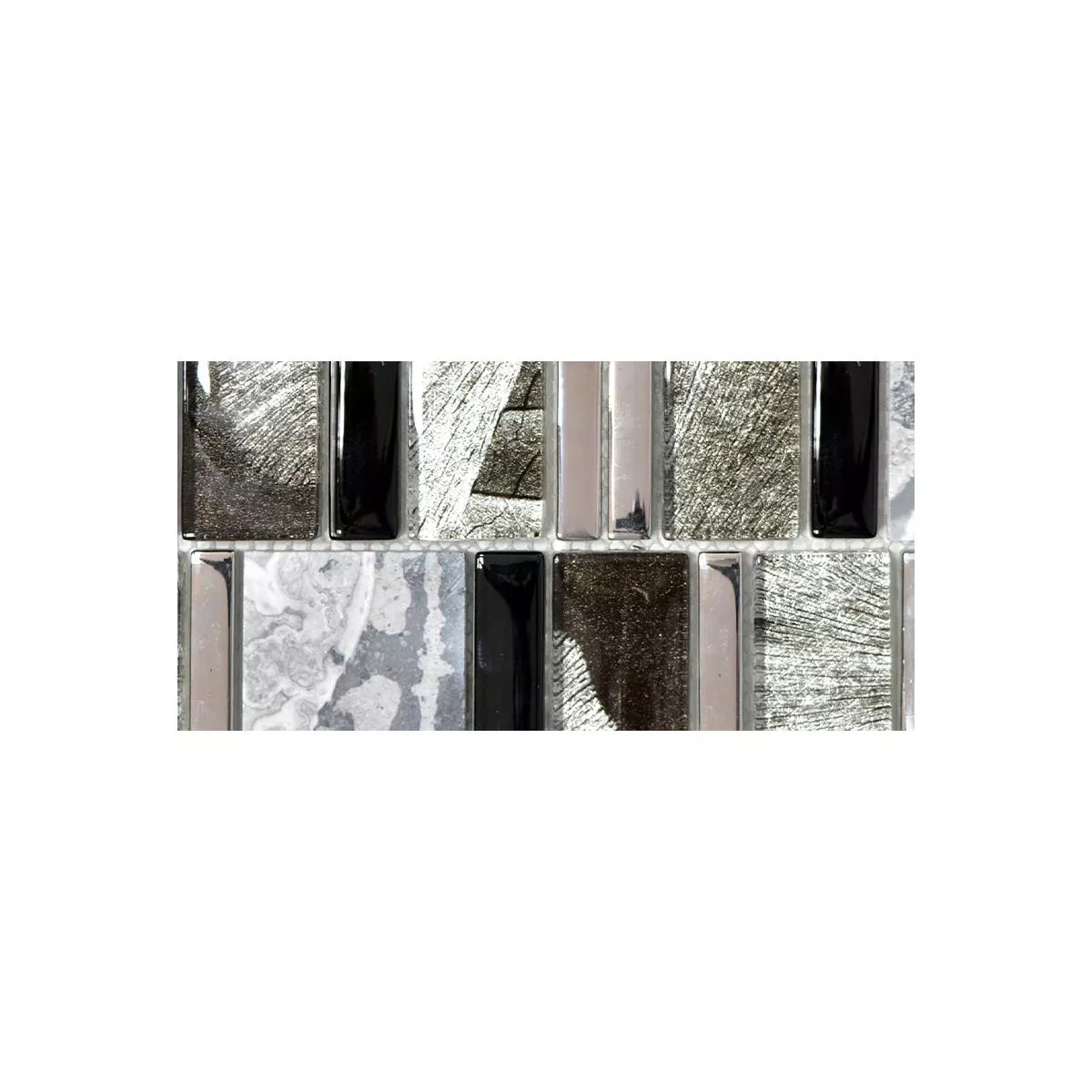 Sample Glass Mosaic Natural Stone Tiles Hummel Black Grey