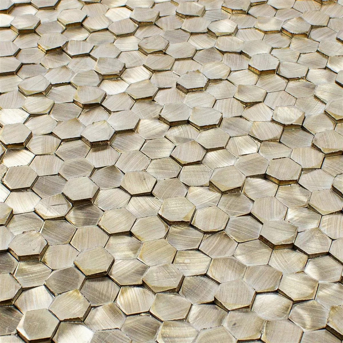 Sample Aluminium Metal Mosaic Tiles McAllen Gold