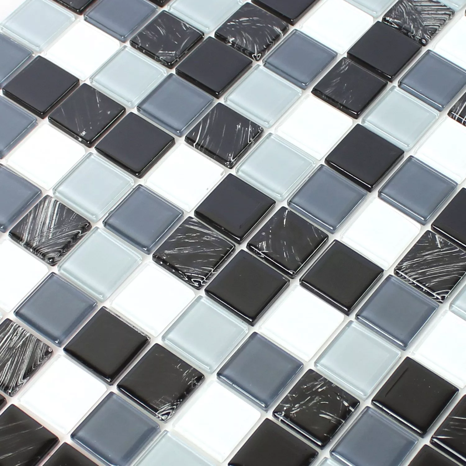 Mosaic Tiles Glass Self Adhesive Black Grey