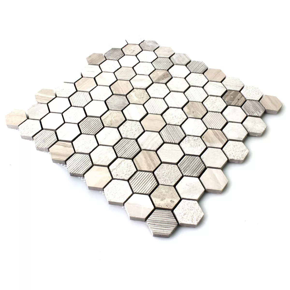 Sample Mosaic Tiles Hexagon Natural Stone Beige Brown