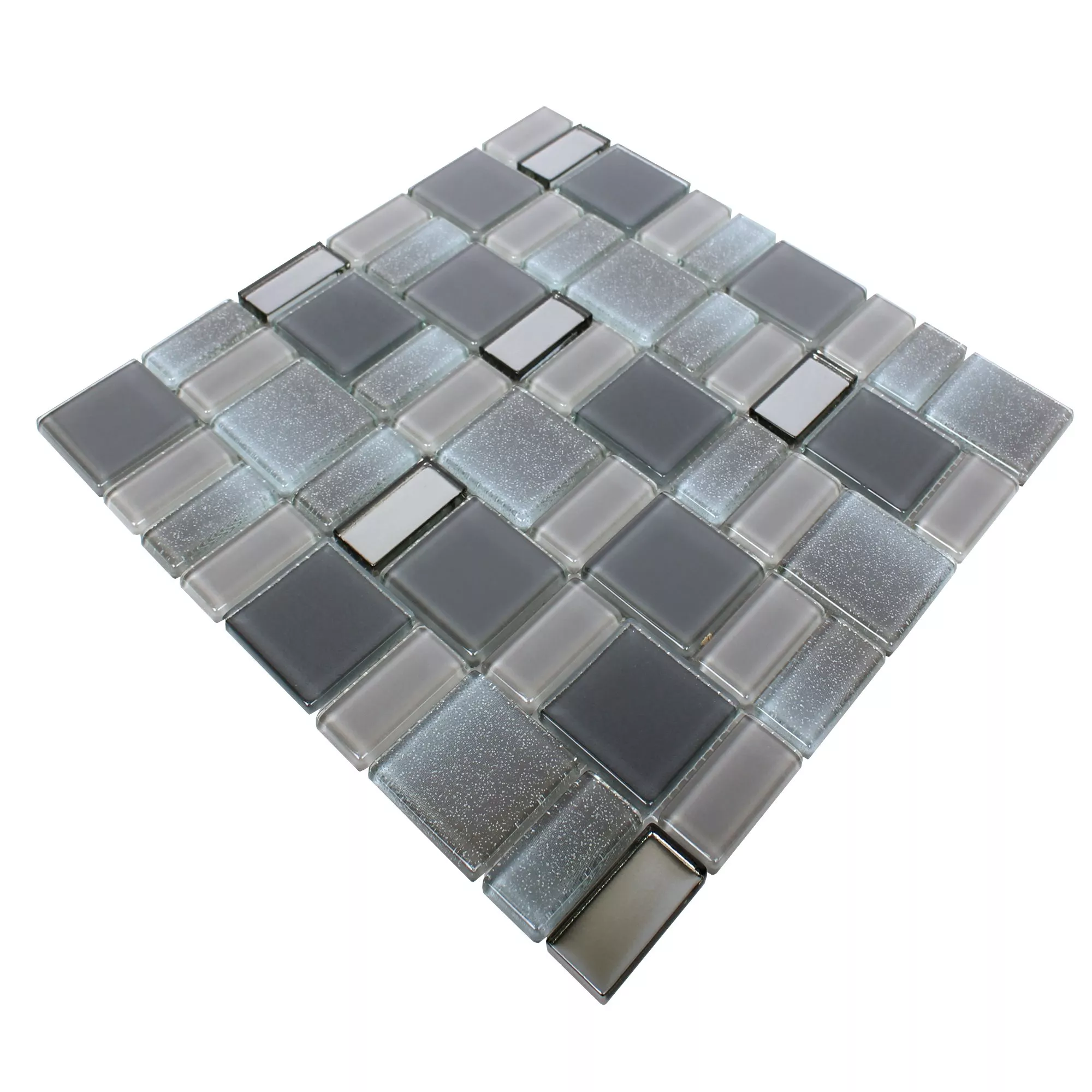 Sample Glass Mosaic Tiles Peacock Grey Glitzy