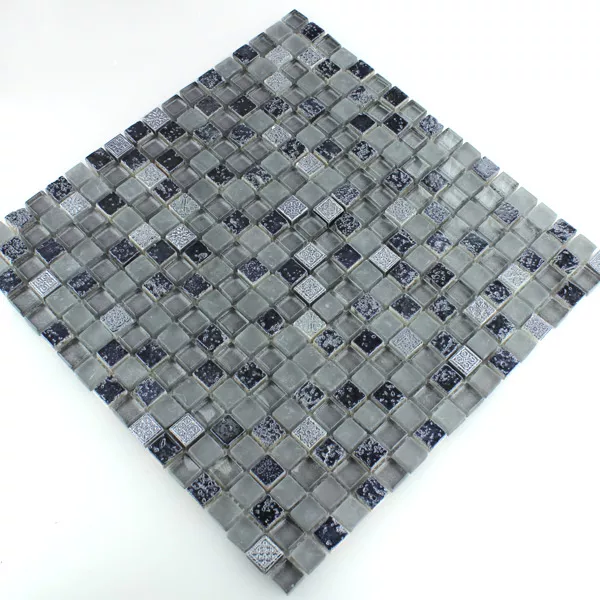Sample Mosaic Tiles Glass Natural Stone Grey Black Mix Sino