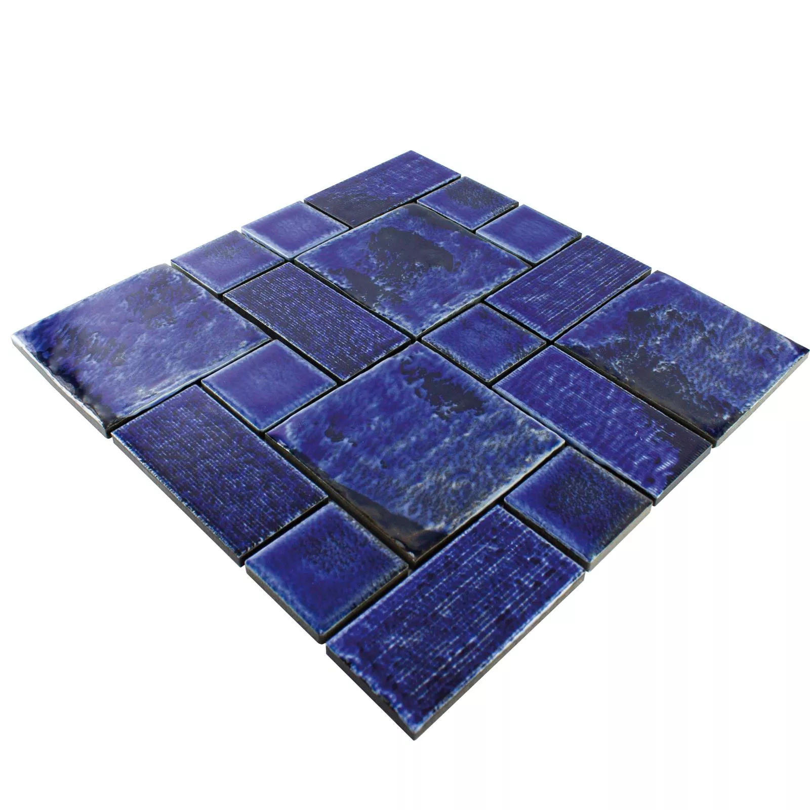 Ceramic Mosaic Tile Bangor Glossy Blue Mix