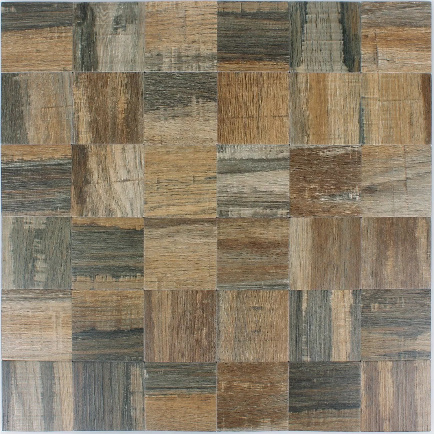 Sample Mosaic Tiles Wood Optic Metal Self Adhesive Reynosa Brown