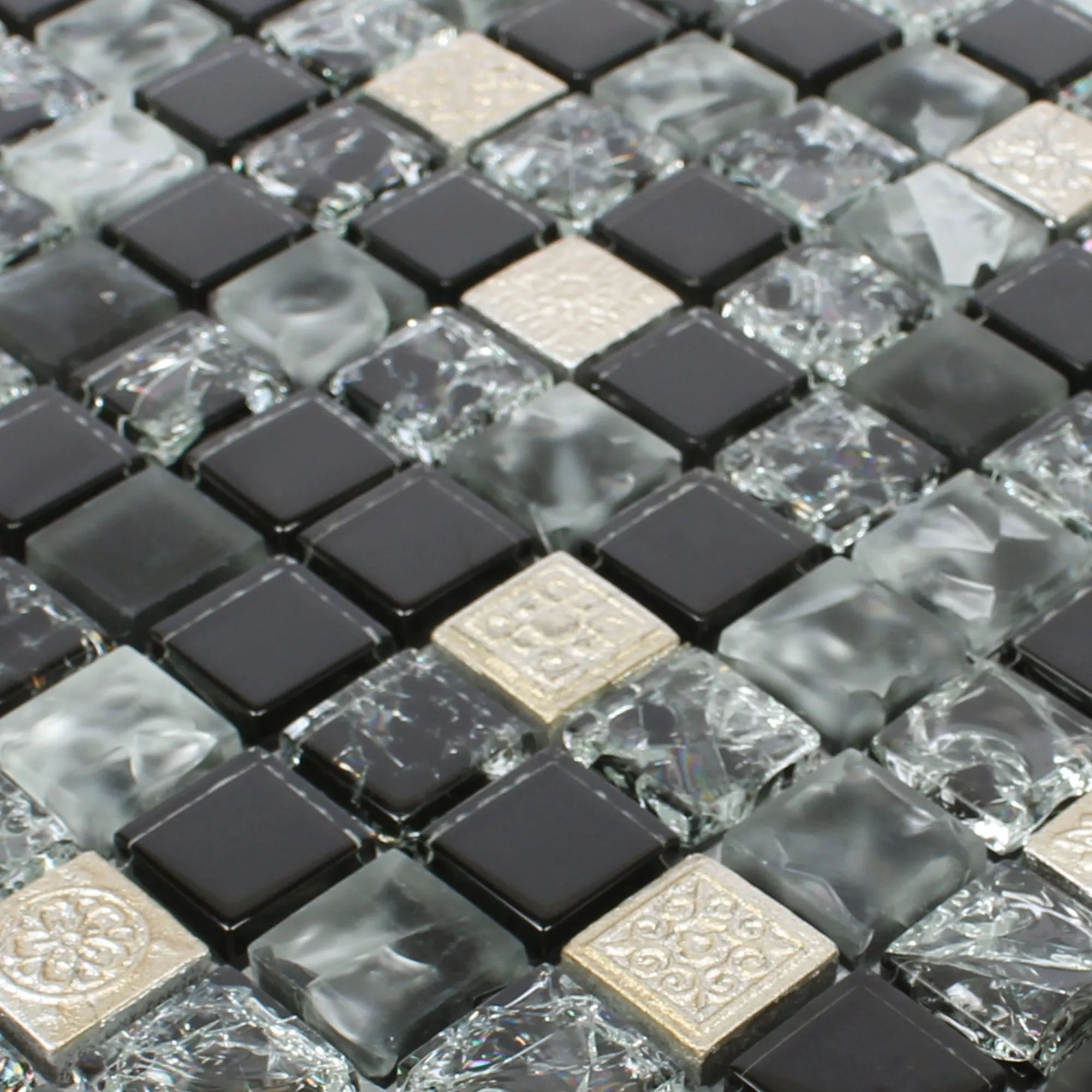 Glass Resin Mosaic Tiles Bogardus Black Mix