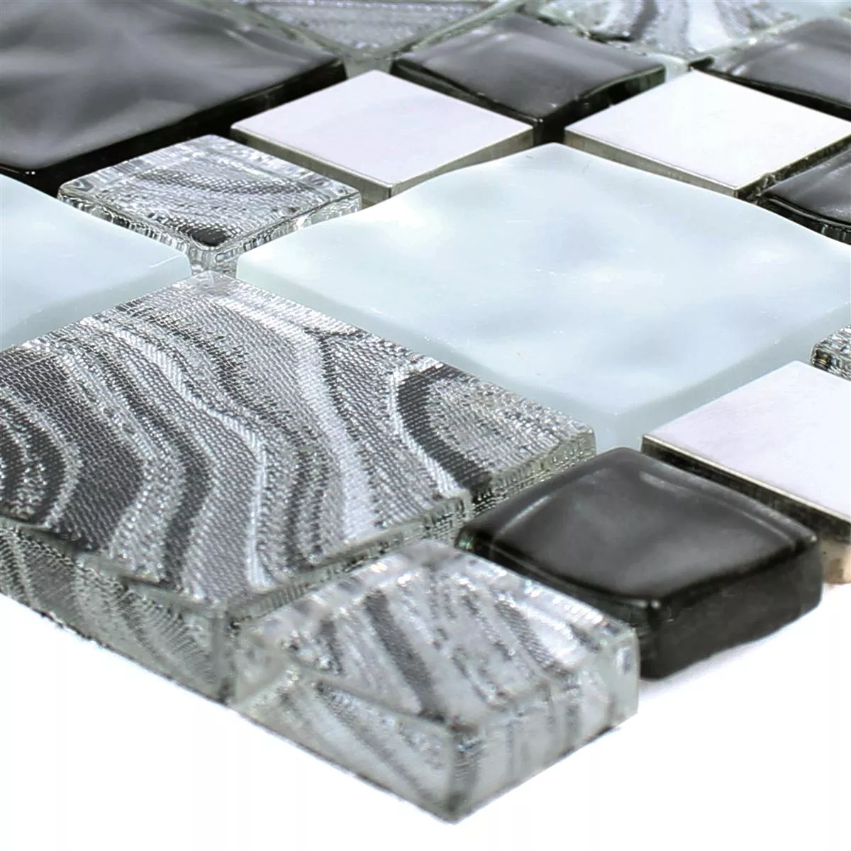 Glas Metall Stainless Steel Mosaic Tiles Zadar Grey Black Glas Metall Stainless Steel Mosaic Tiles Zadar Grey Black