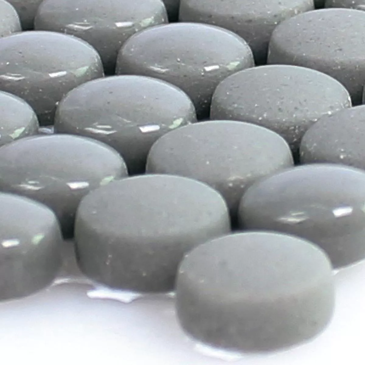 Sample Glass Mosaic Tiles Bonbon Round Eco Grey