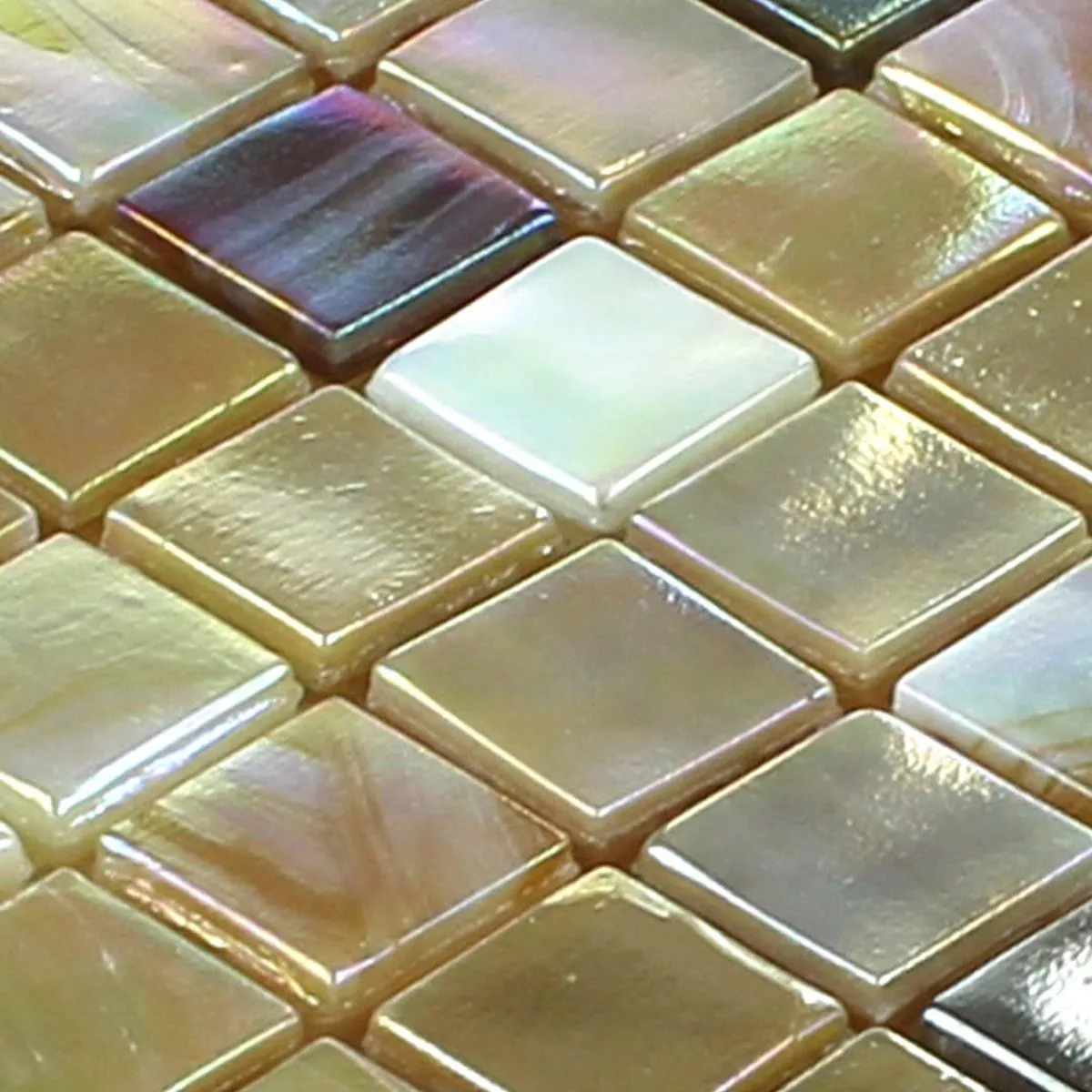 Sample Mosaic Tiles Glass Nacre Mix Sandy 