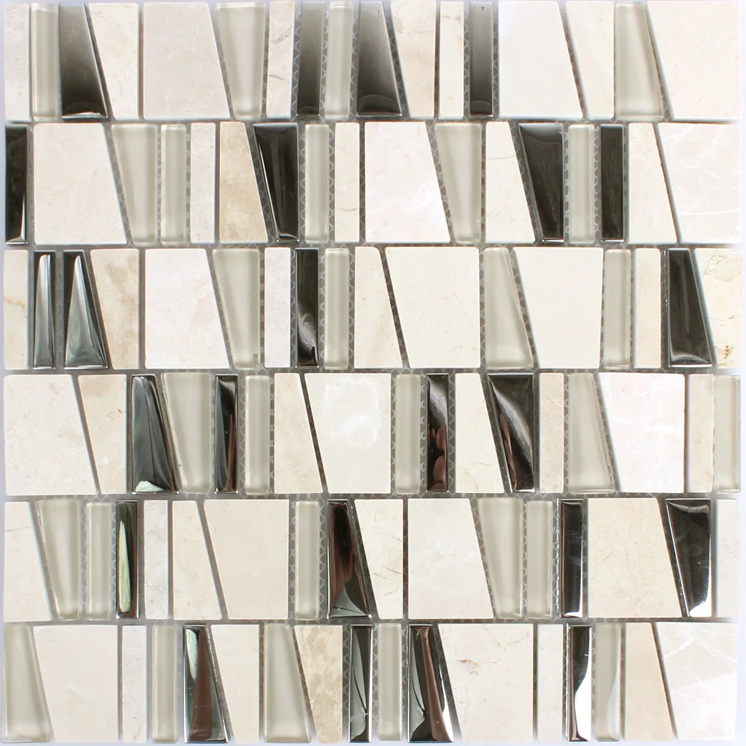 Sample Mosaic Tiles Natural Stone Glass Beige Effect