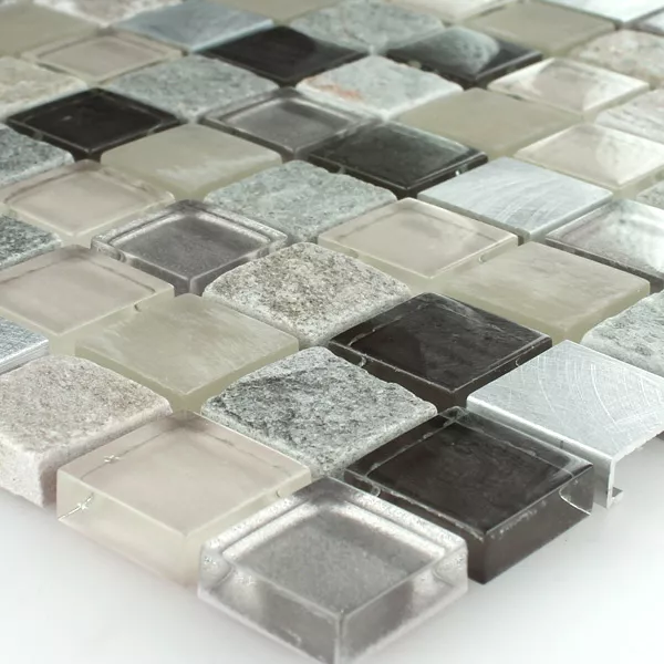 Sample Mosaic Tiles Aluminium Glass Natural Stone Quartzite