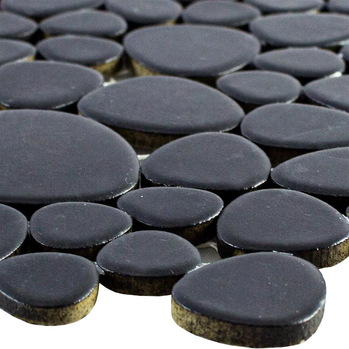 Ceramic Rectangular Pebble Tile Ceramic Pebble Mosaic Sabah Black Mat