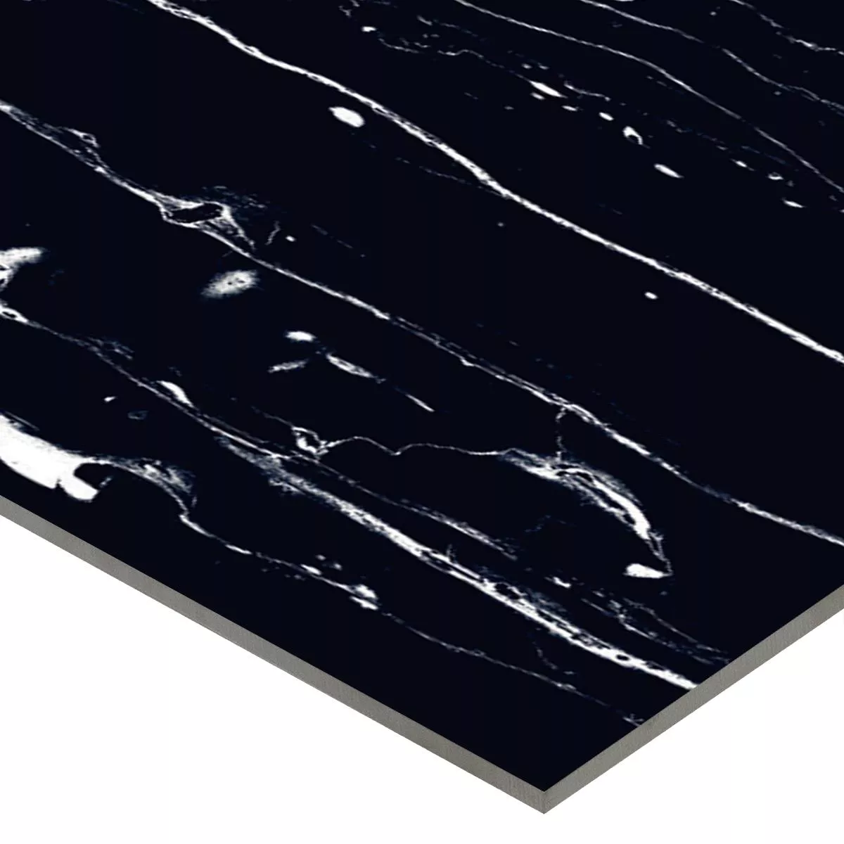 Floor Tiles Corinaldo Marble Optic Black Glossy Polished 60x60cm