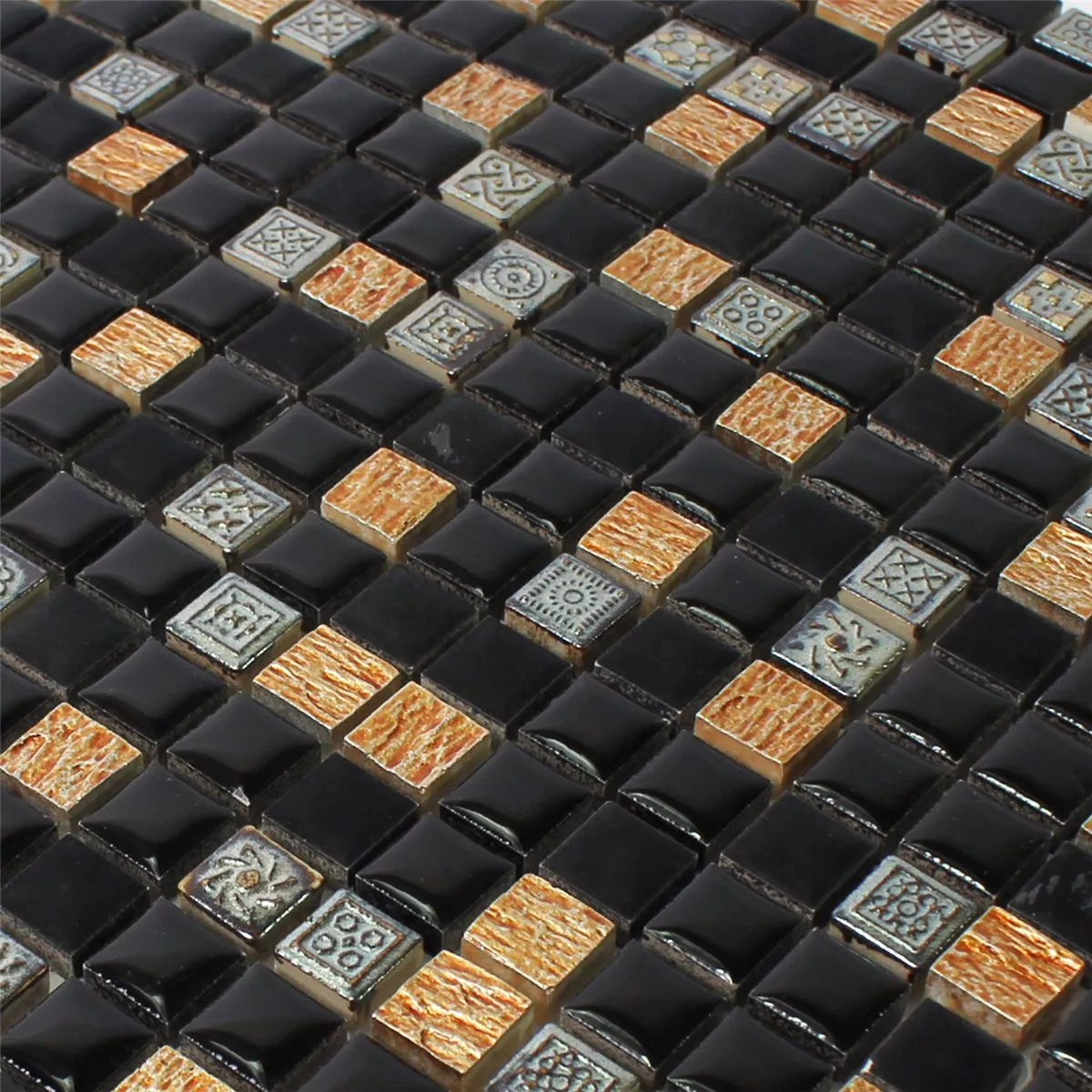Sample Natural Stone Resin Ornament Mosaic Black Copper