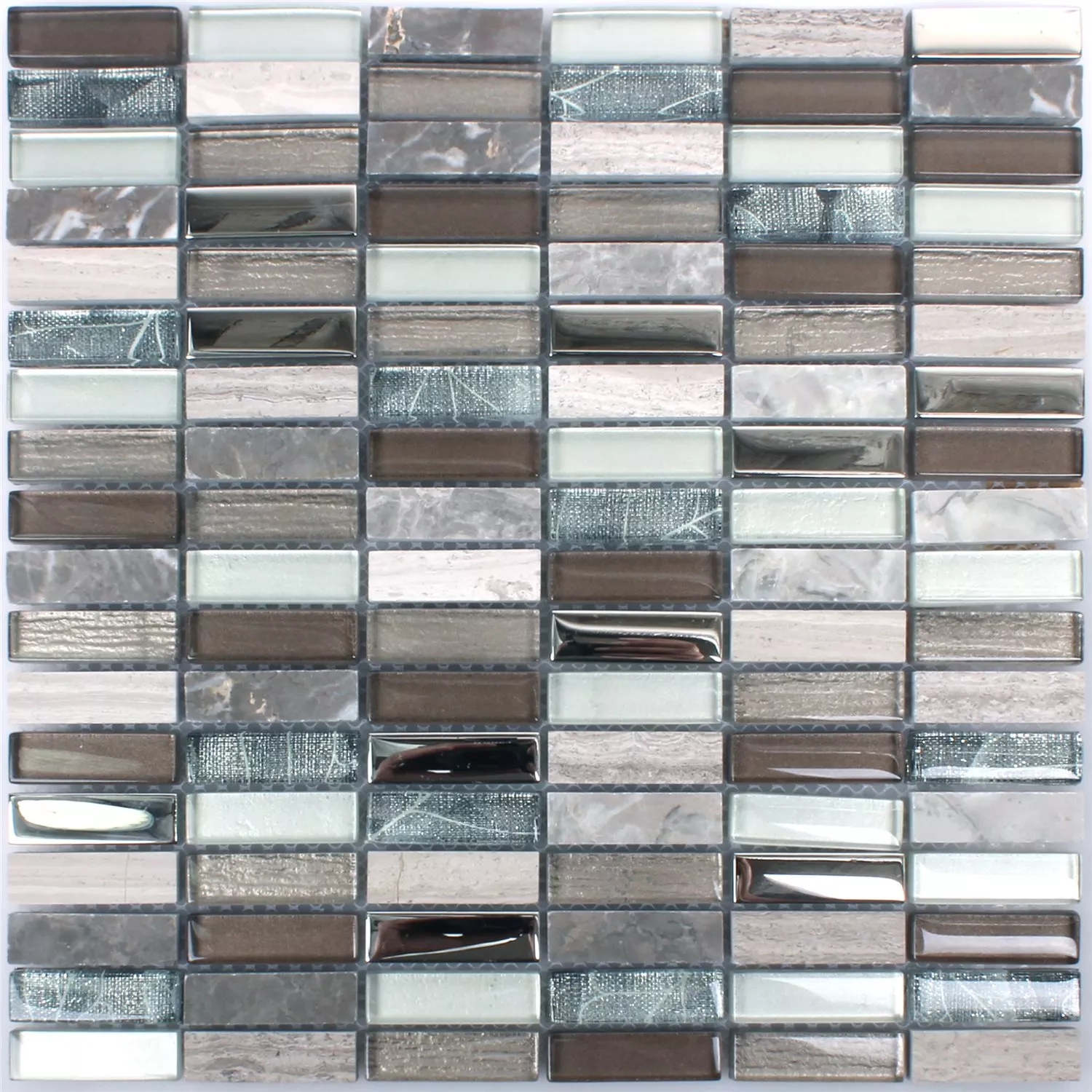 Mosaic Tiles Magia Glass Natural Stone Mix Grey