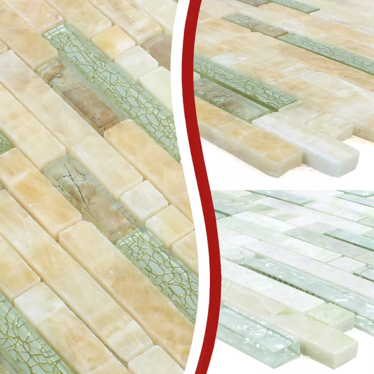 Natural Stone Glass Mosaic Tiles Larinera Sticks