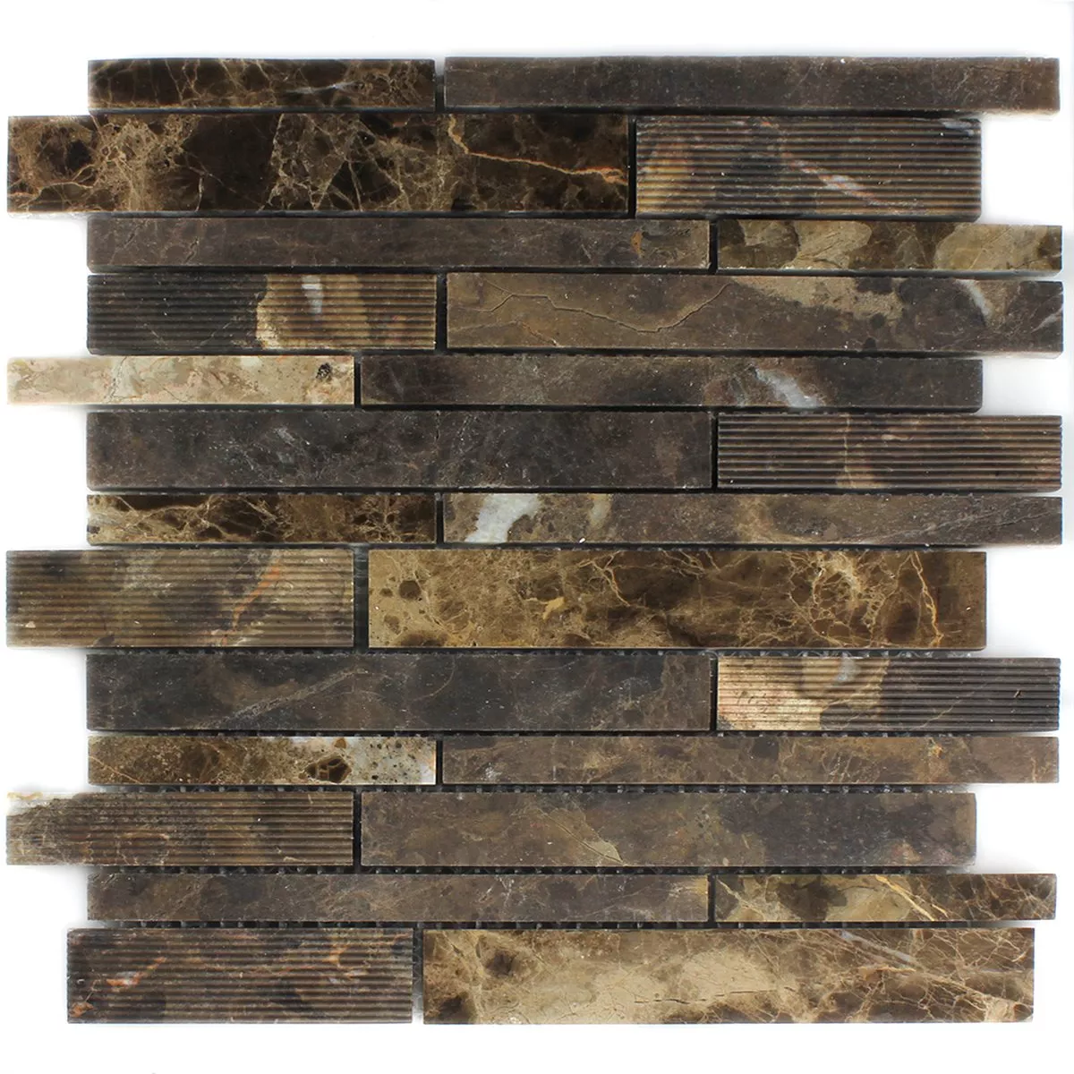 Mosaic Tiles Marble Sticks Milled Polished Brown