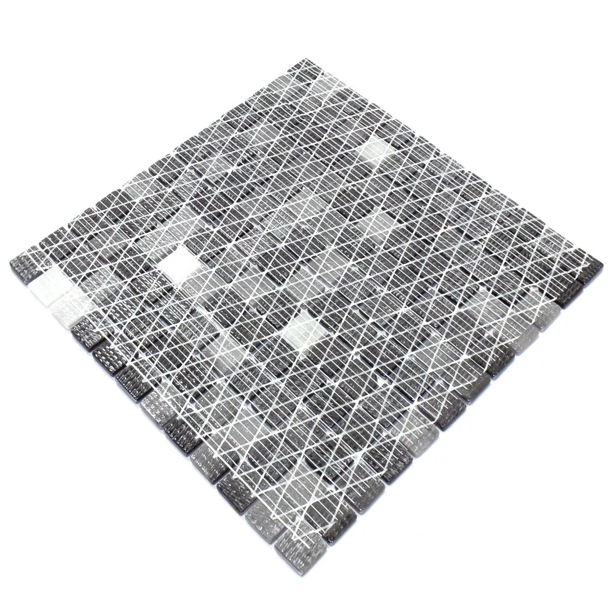 Sample Glass Mosaic Tiles Silvertown Anthracite Metallic 25x25mm