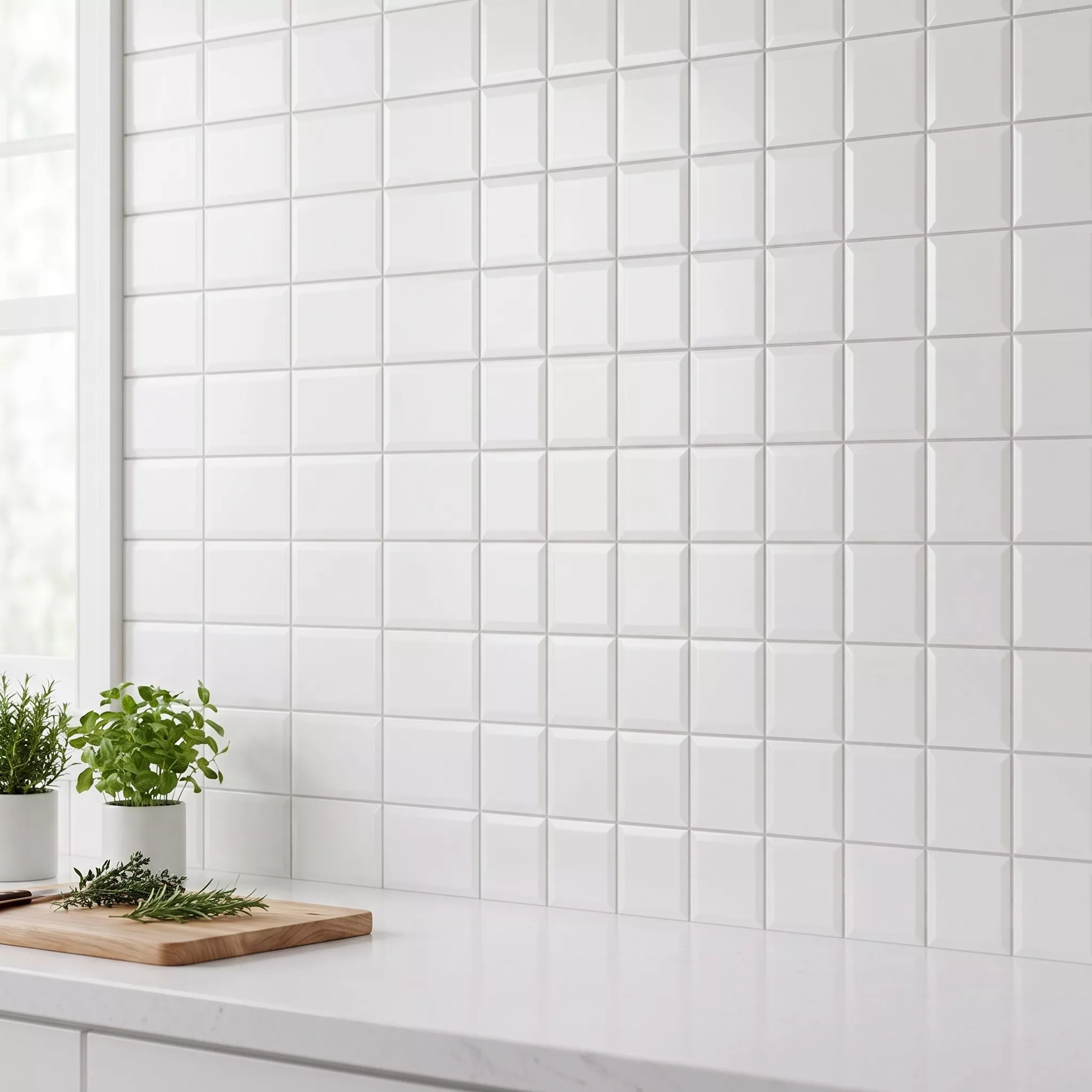 Metro tile Blanc Mat 10x10 cm Facet Catarina Blanco