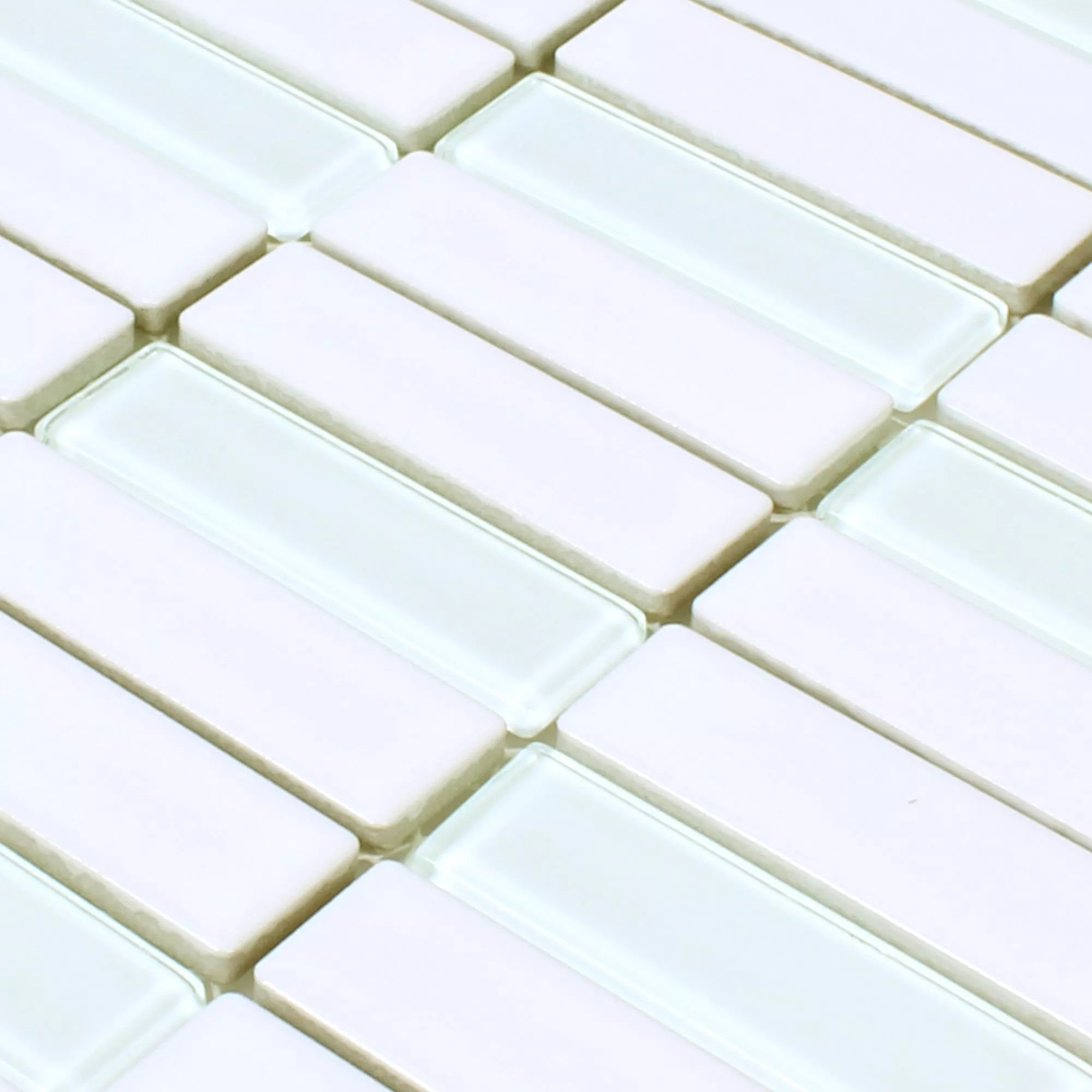 Ceramic Glass Mosaic Tiles Romana White Glossy