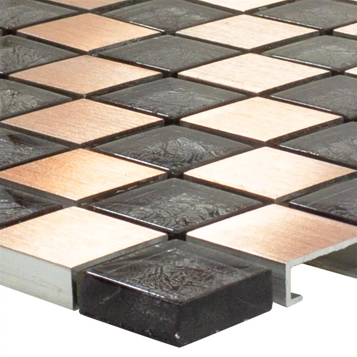 Glass Aluminium Mosaic Tiles Eldorien Copper-Grey Glass Aluminium Mosaic Tiles Eldorien Copper-Grey