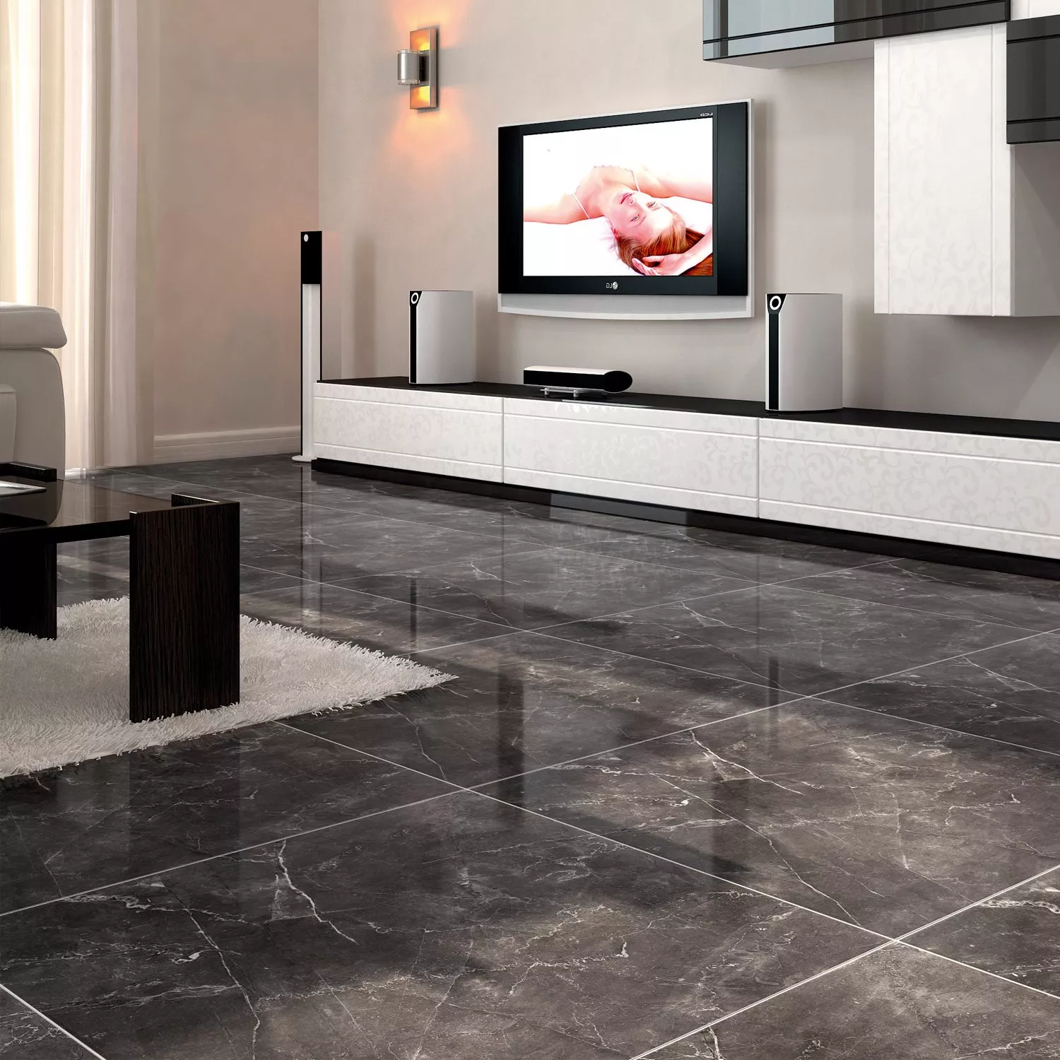 Floor Tiles Marble Optic Imperial Anthracite 60x60cm
