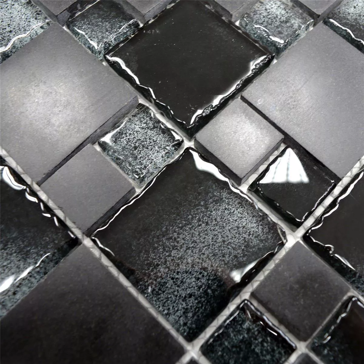 Sample Glass Natural Stone Mosaic Tiles Zoey Black