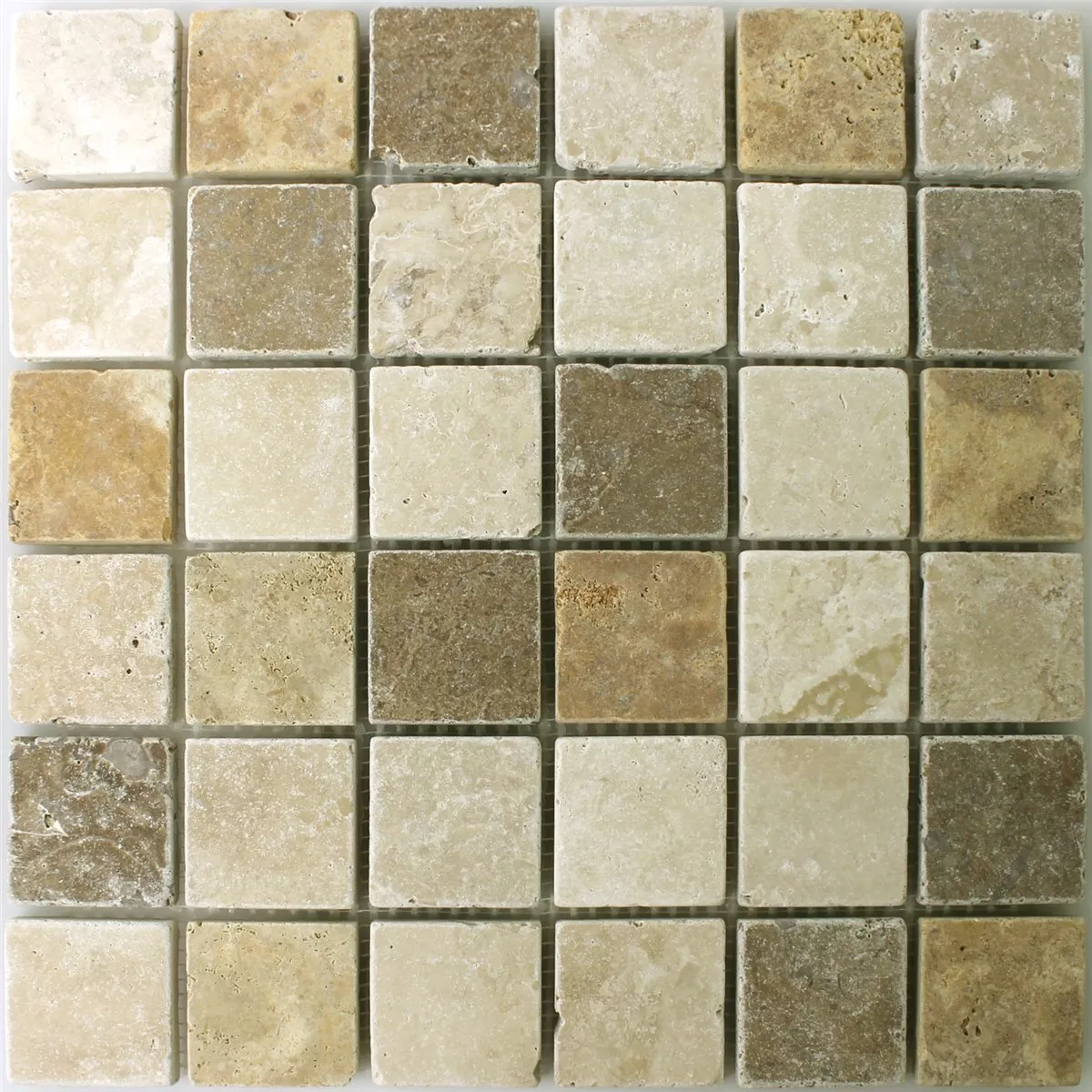 Sample Travertine Mosaic Dustin Tiles Brown Beige Red