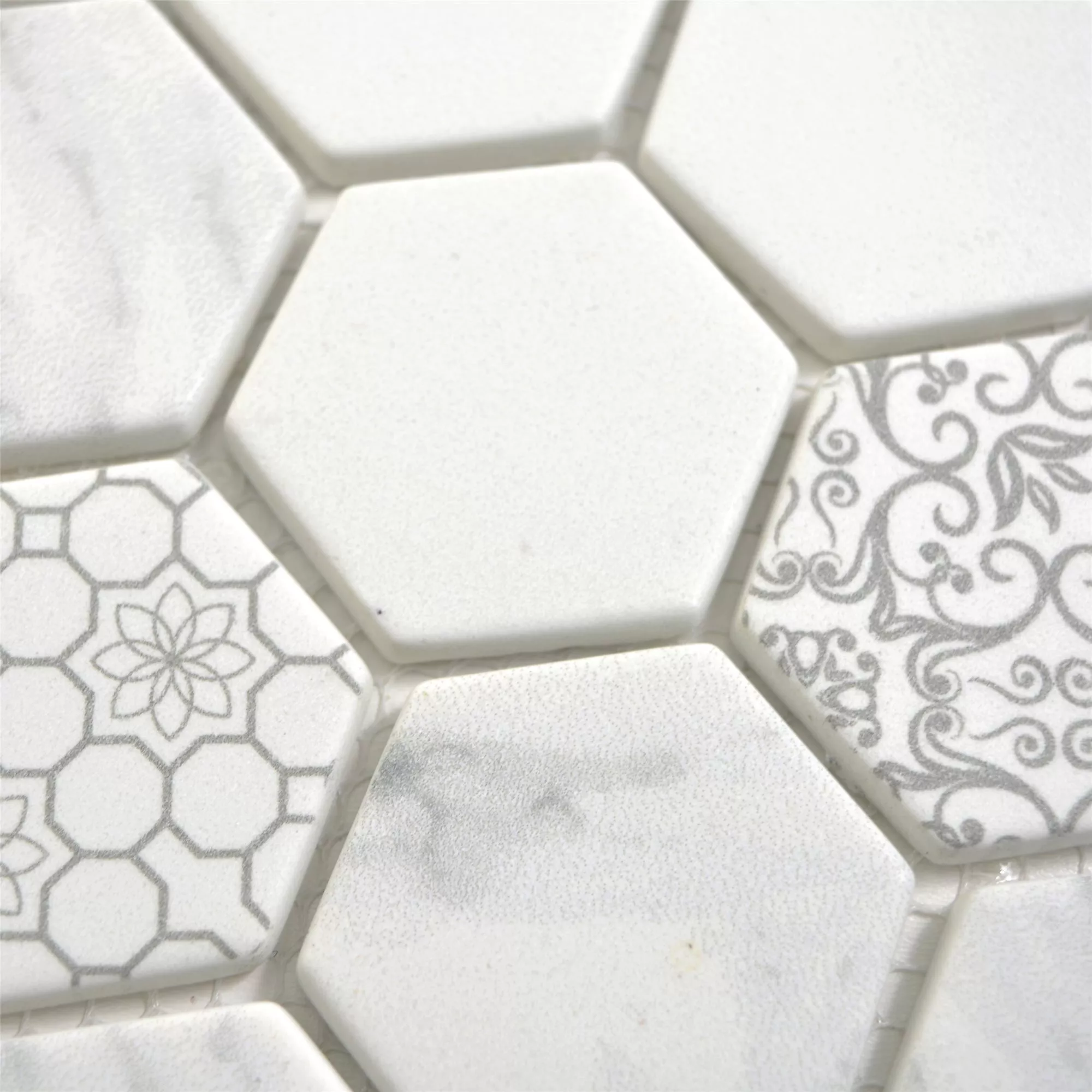 Sample Glass Mosaic Tiles Acapella Carrara Hexagon