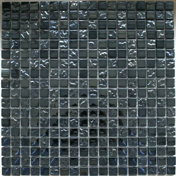 Mosaic Tiles Glass Black Metal Drummed