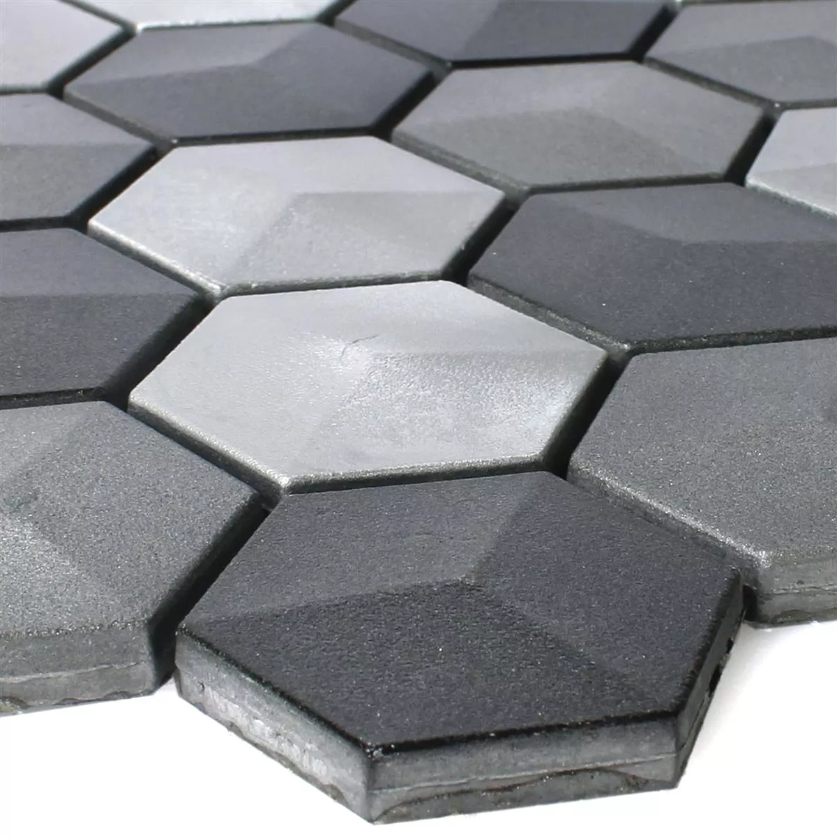 Mosaic Tiles Hexagon Kandilo Black Silver
