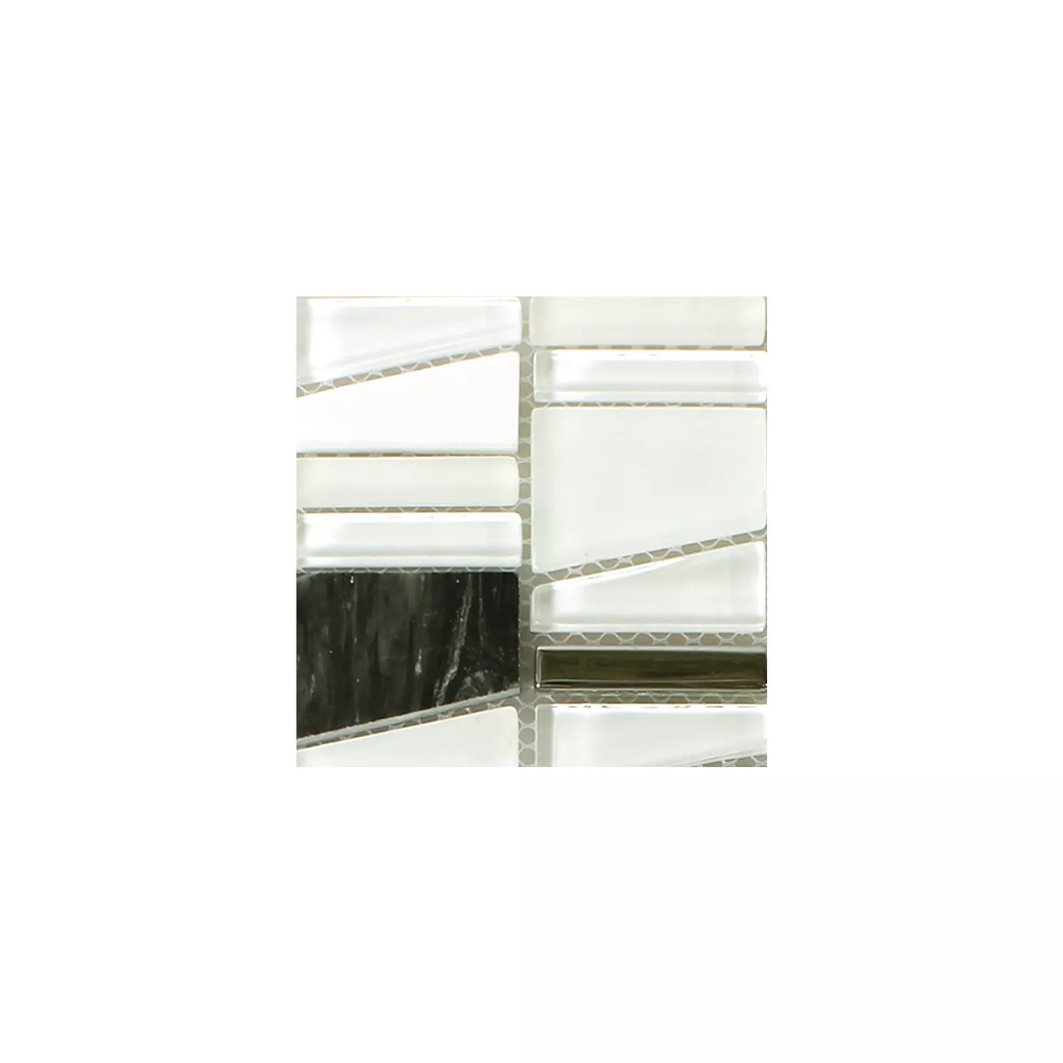 Sample Mosaic Tiles Glass Natural Stone Resin White Effect