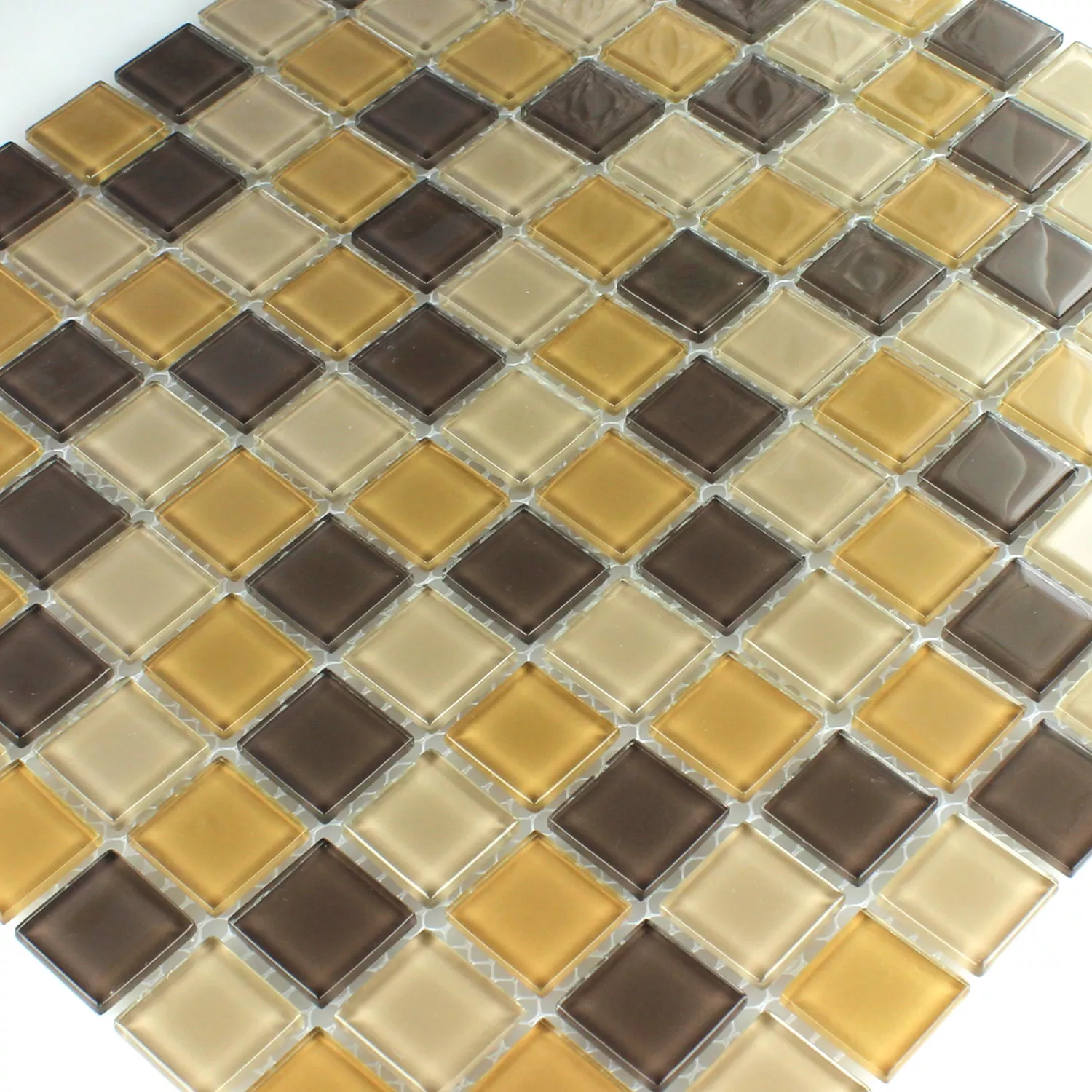 Mosaic Tiles Glass Brown Mix 25x25x4mm